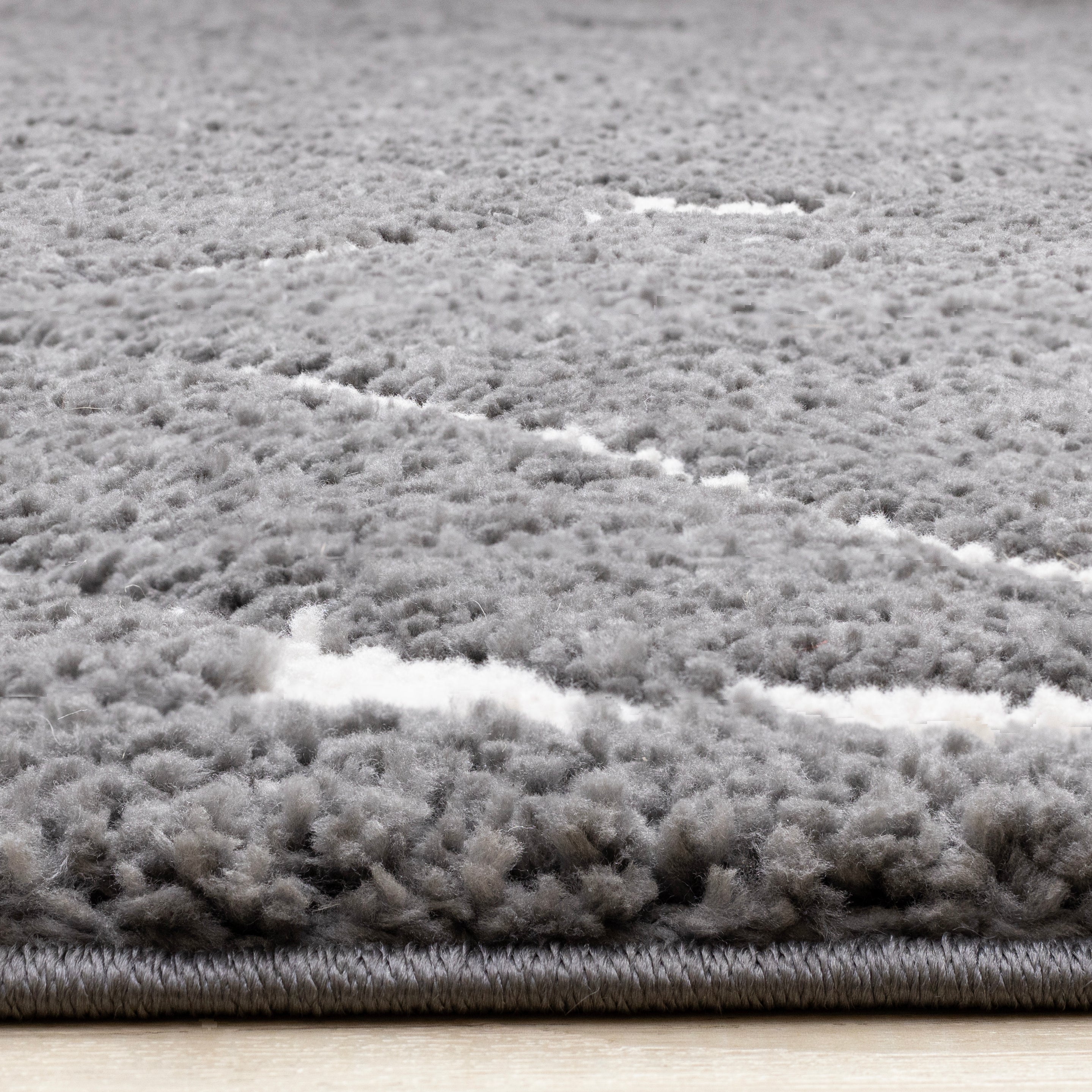 Obsidian 6'7" x 9'6" Broken Lattice Area Rug - Grey, White - Image 5