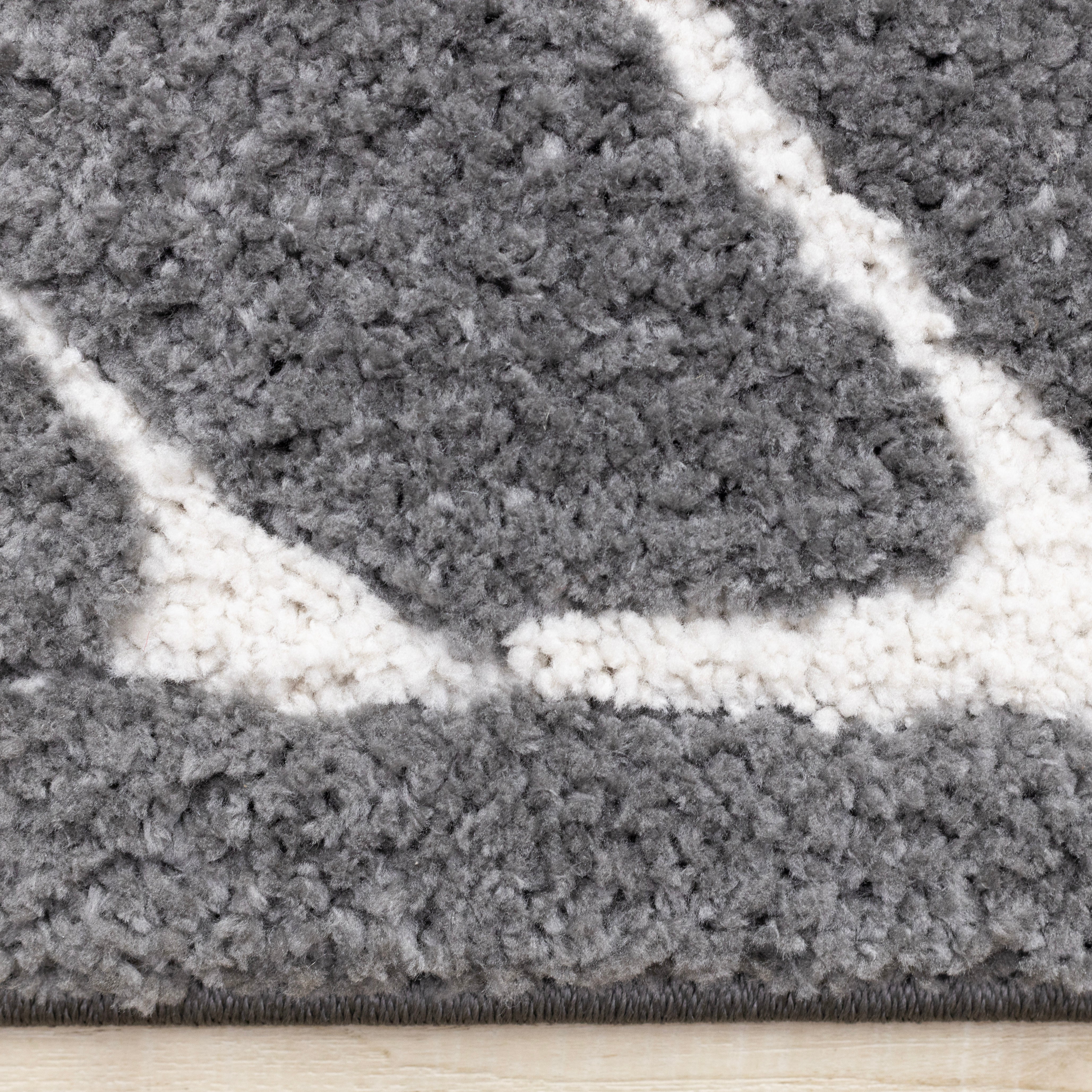 Obsidian 6'7" x 9'6" Broken Lattice Area Rug - Grey, White - Image 6