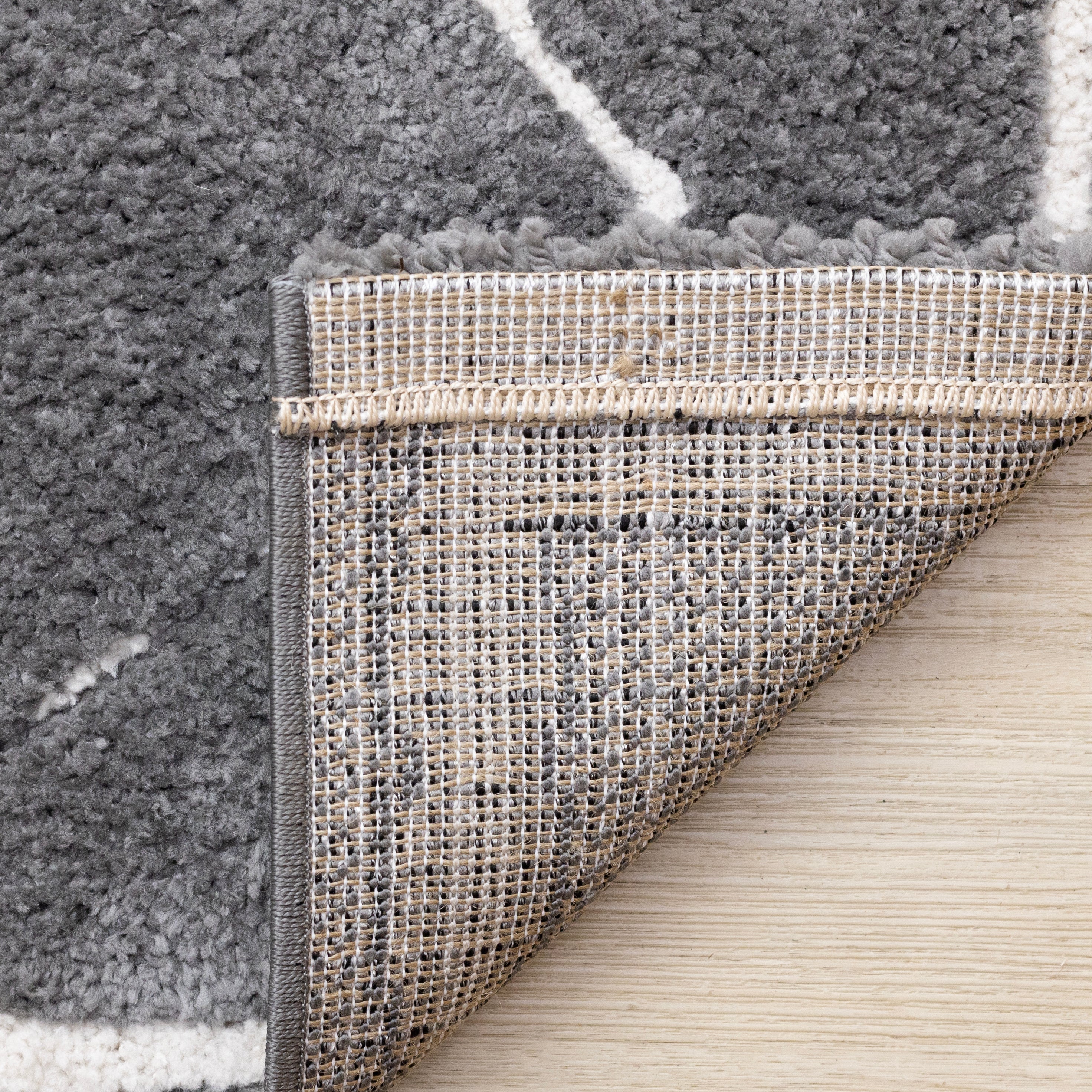 Obsidian 6'7" x 9'6" Broken Lattice Area Rug - Grey, White - Image 7