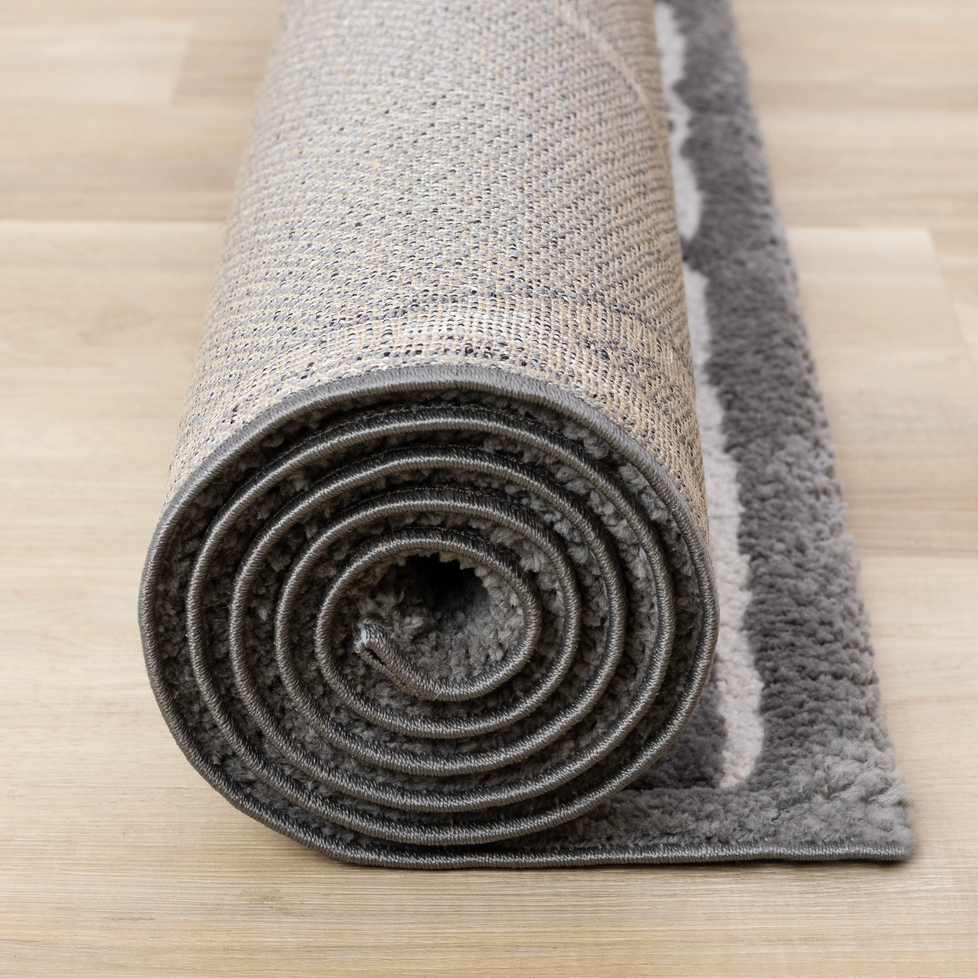 Obsidian 6'7" x 9'6" Broken Lattice Area Rug - Grey, White - Image 9