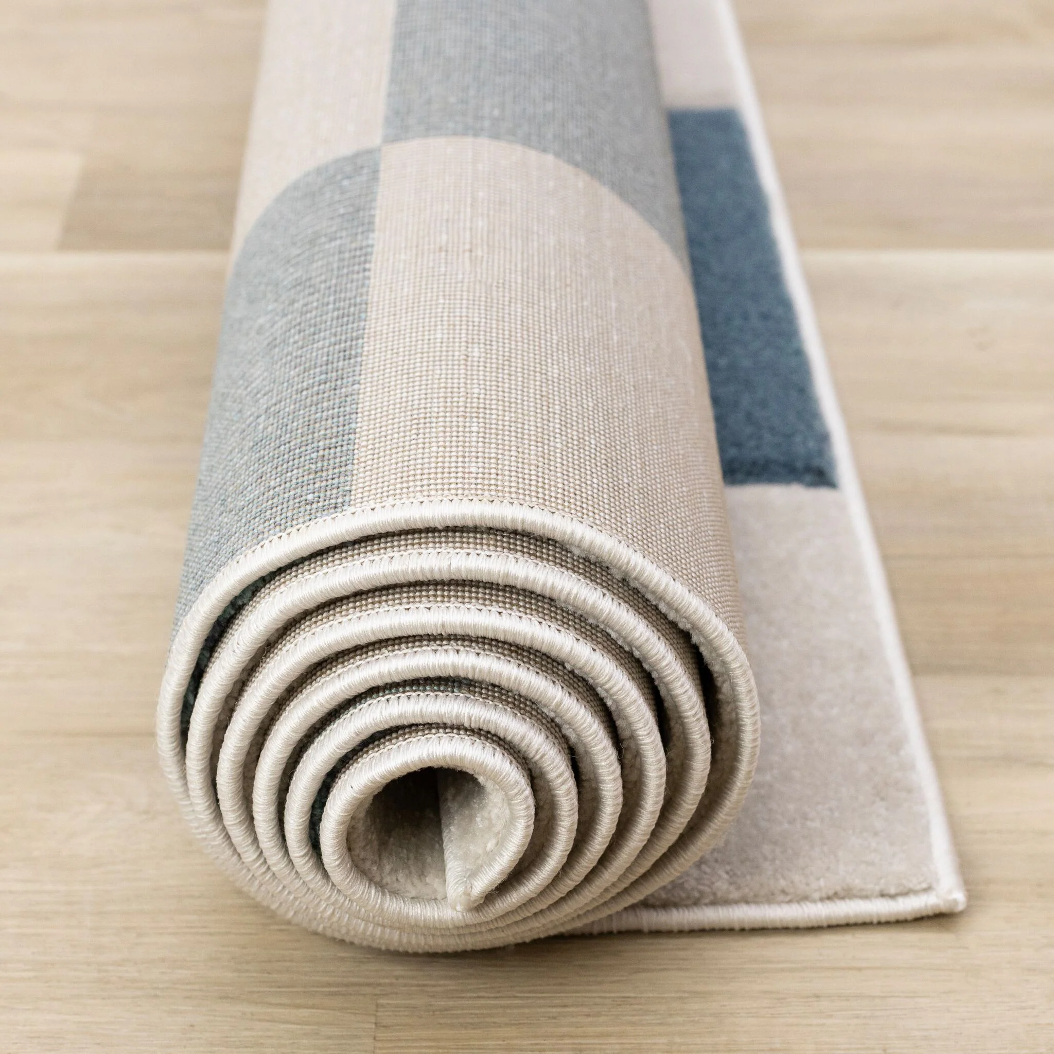 Ocean Blocks 5'3" x 7'7" Banded Rectangle Area Rug - Blue, White - Image 10
