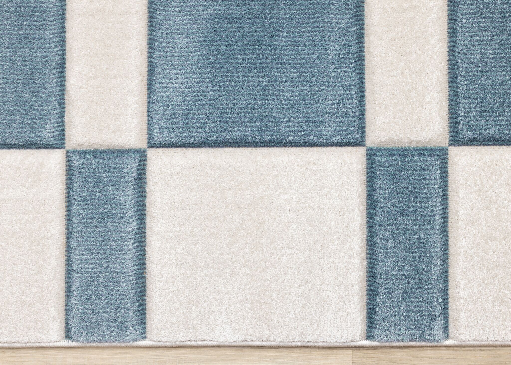 Ocean Blocks 5'3" x 7'7" Banded Rectangle Area Rug - Blue, White - Image 5