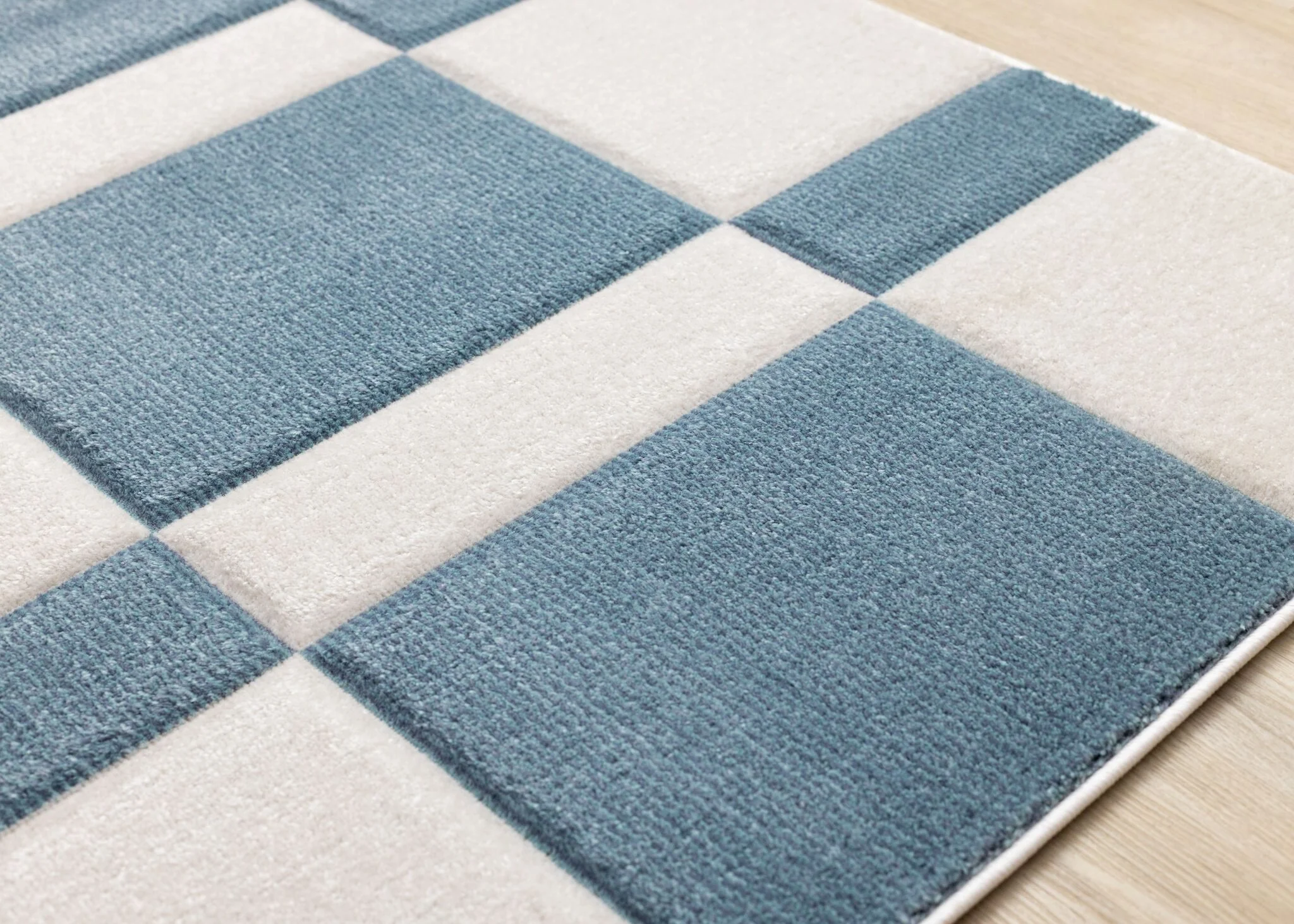 Ocean Blocks 6'7" x 9'6" Banded Rectangle Area Rug - Blue, White - Image 3