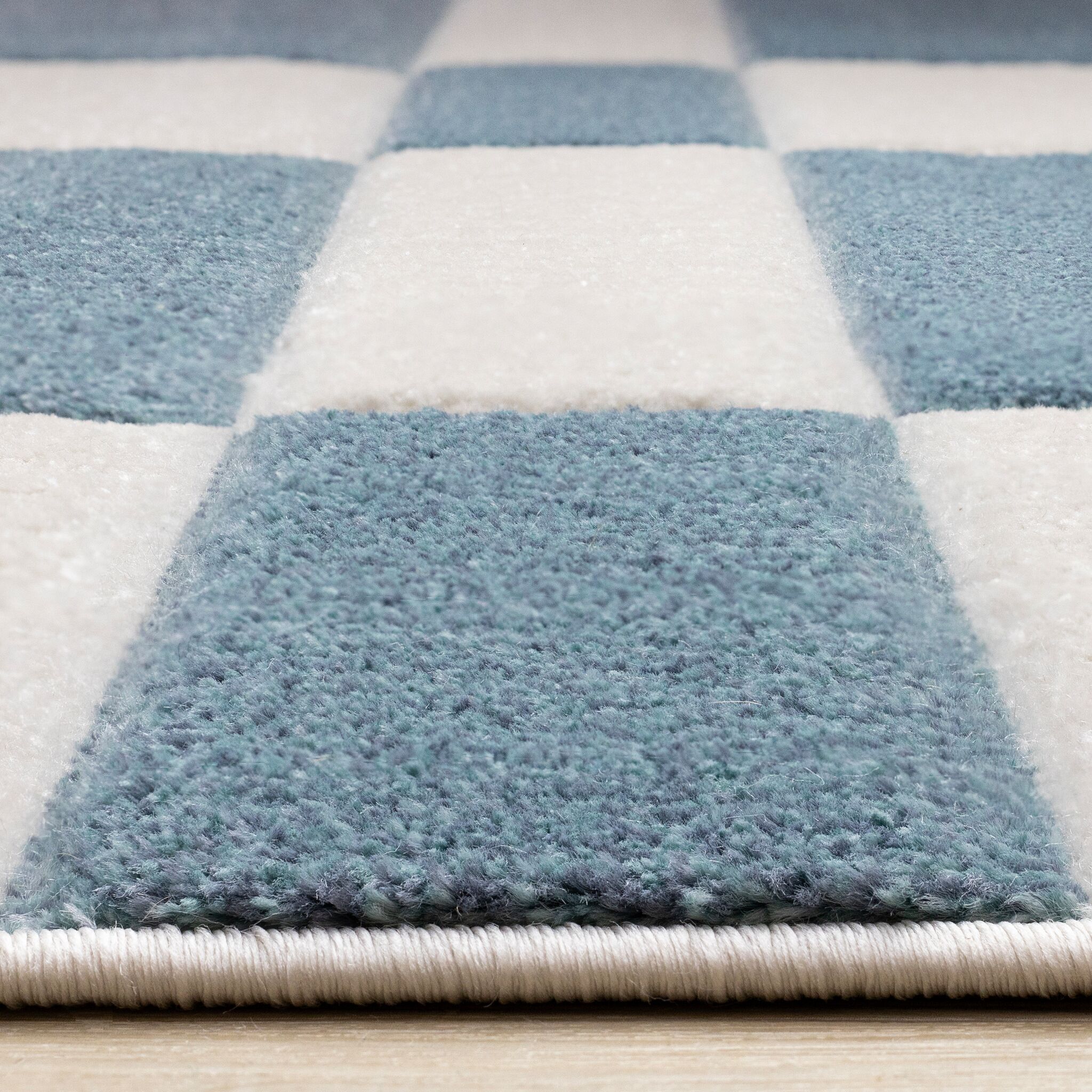 Ocean Blocks 7'10" x 10'6" Banded Rectangle Area Rug - Blue, White - Image 4