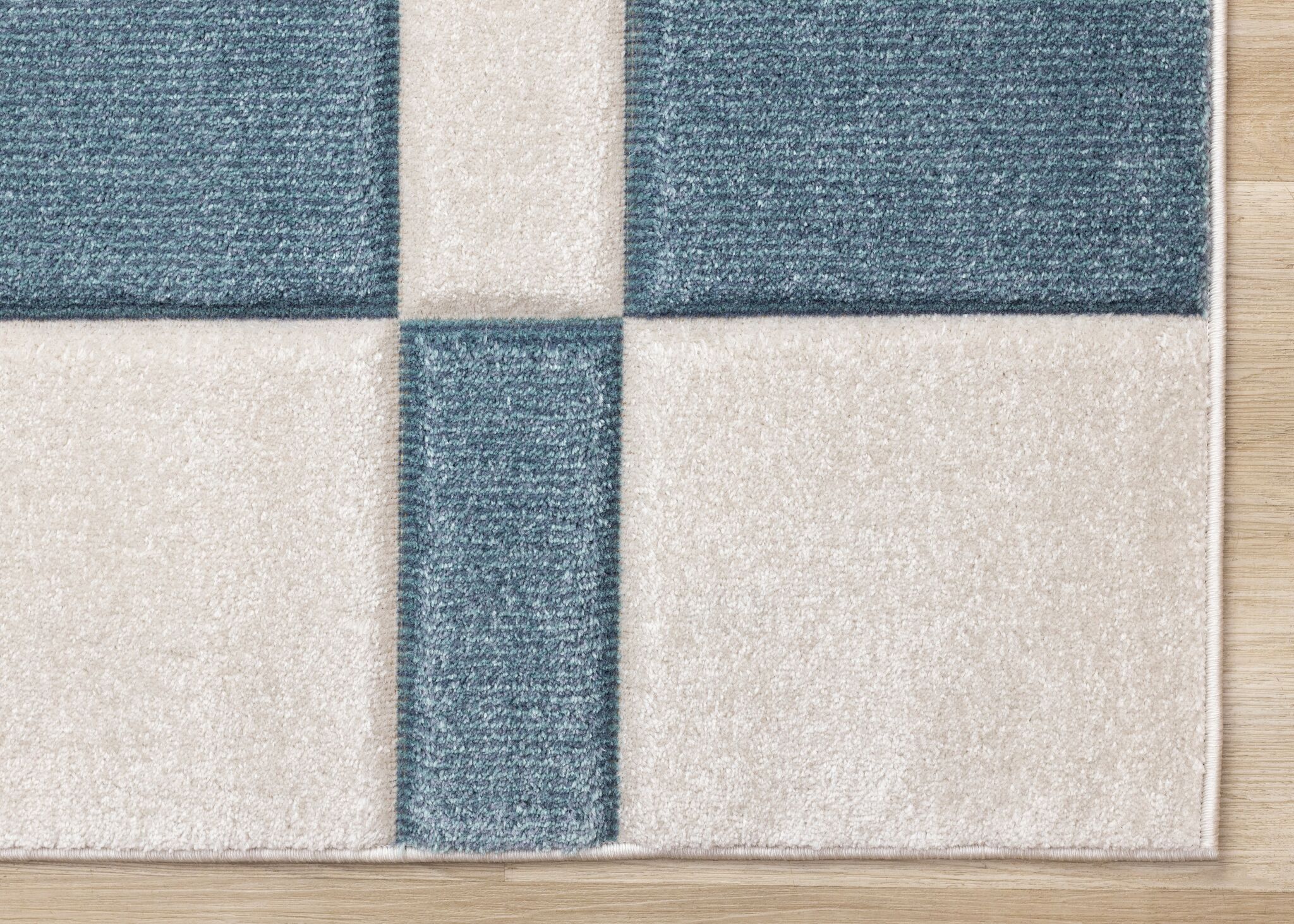 Ocean Blocks 7'10" x 10'6" Banded Rectangle Area Rug - Blue, White - Image 5