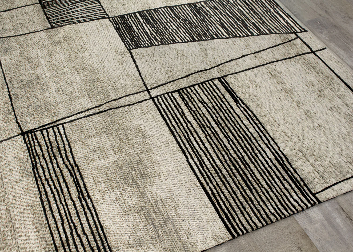 Ollie Abstract Pen Drawing Area Rug - 8' X 11' - Grey - Image 3