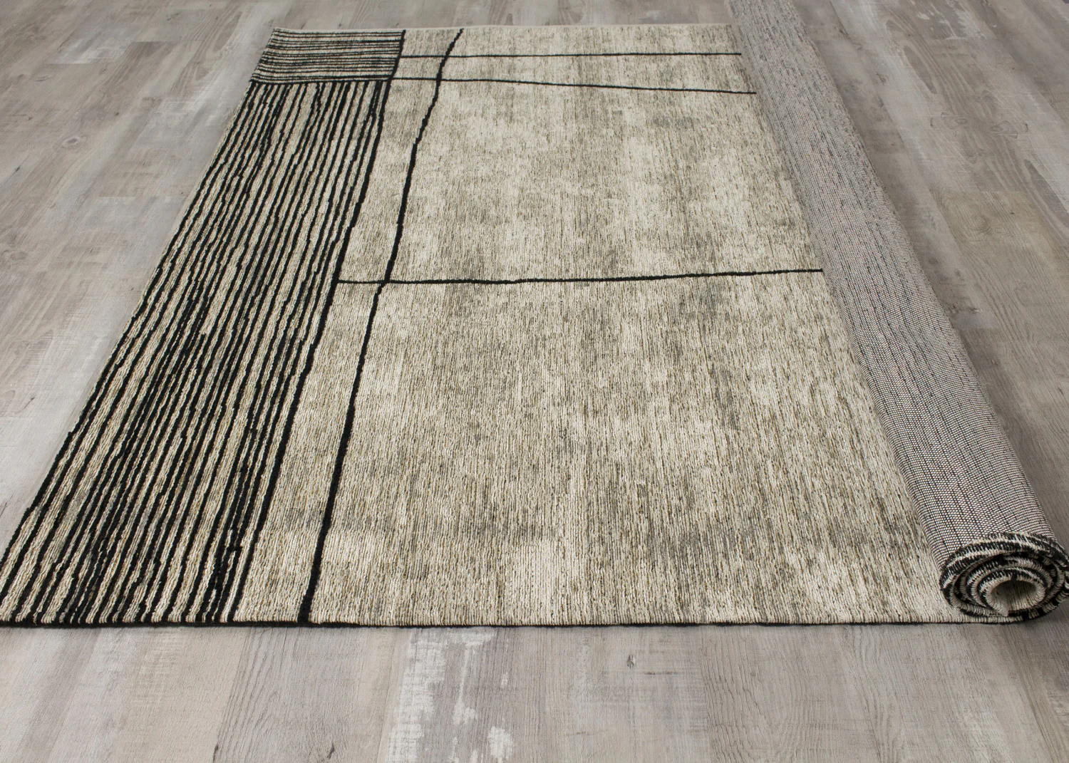 Ollie Abstract Pen Drawing Area Rug - 8' X 11' - Grey - Image 6