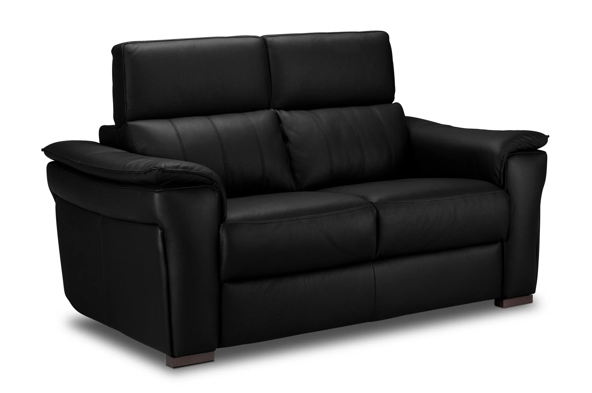 Orlando-Ray Leather Loveseat - Black - Image 3