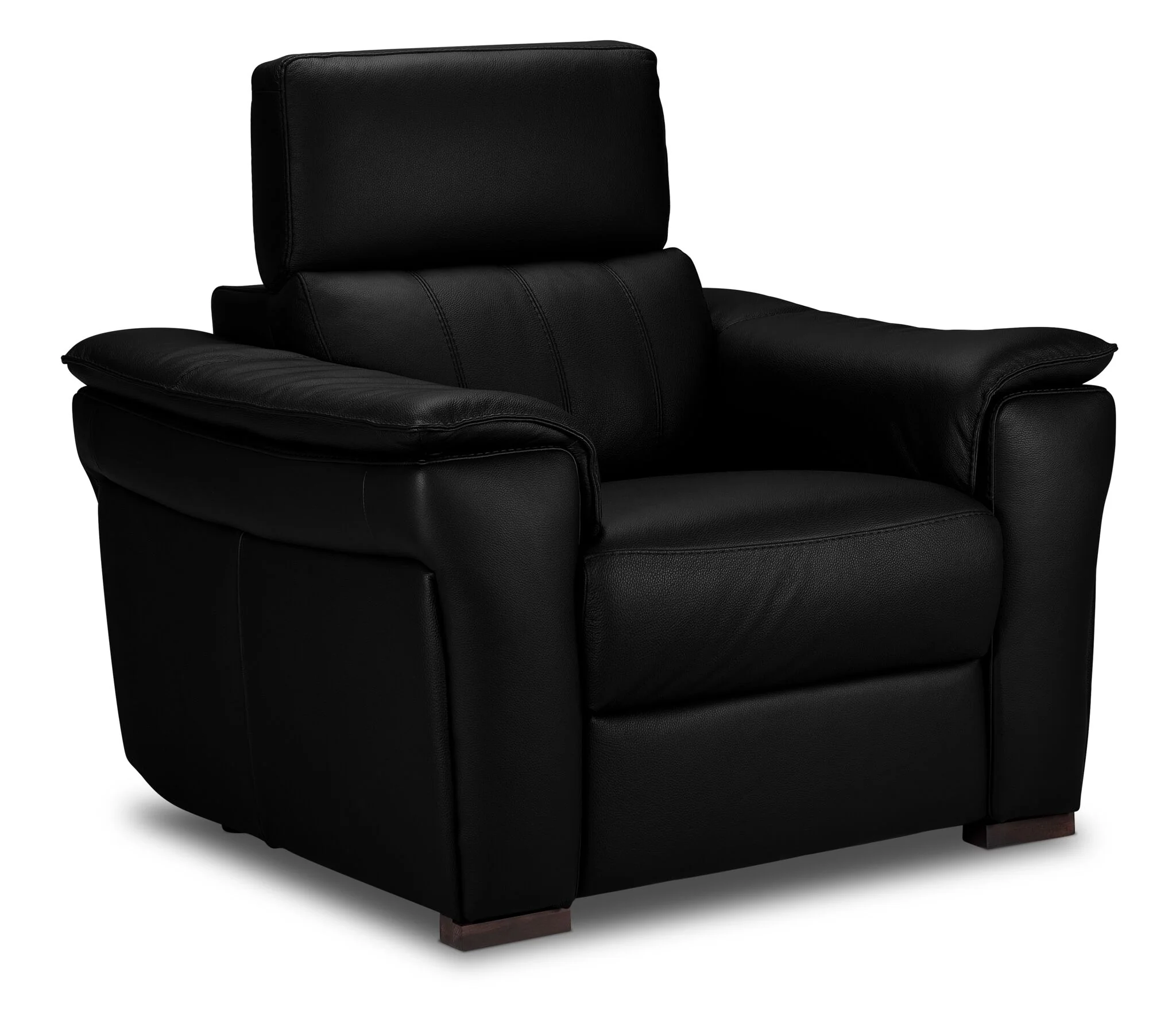Orlando-Ray Leather Sofa and Chair Set - Black - Image 3