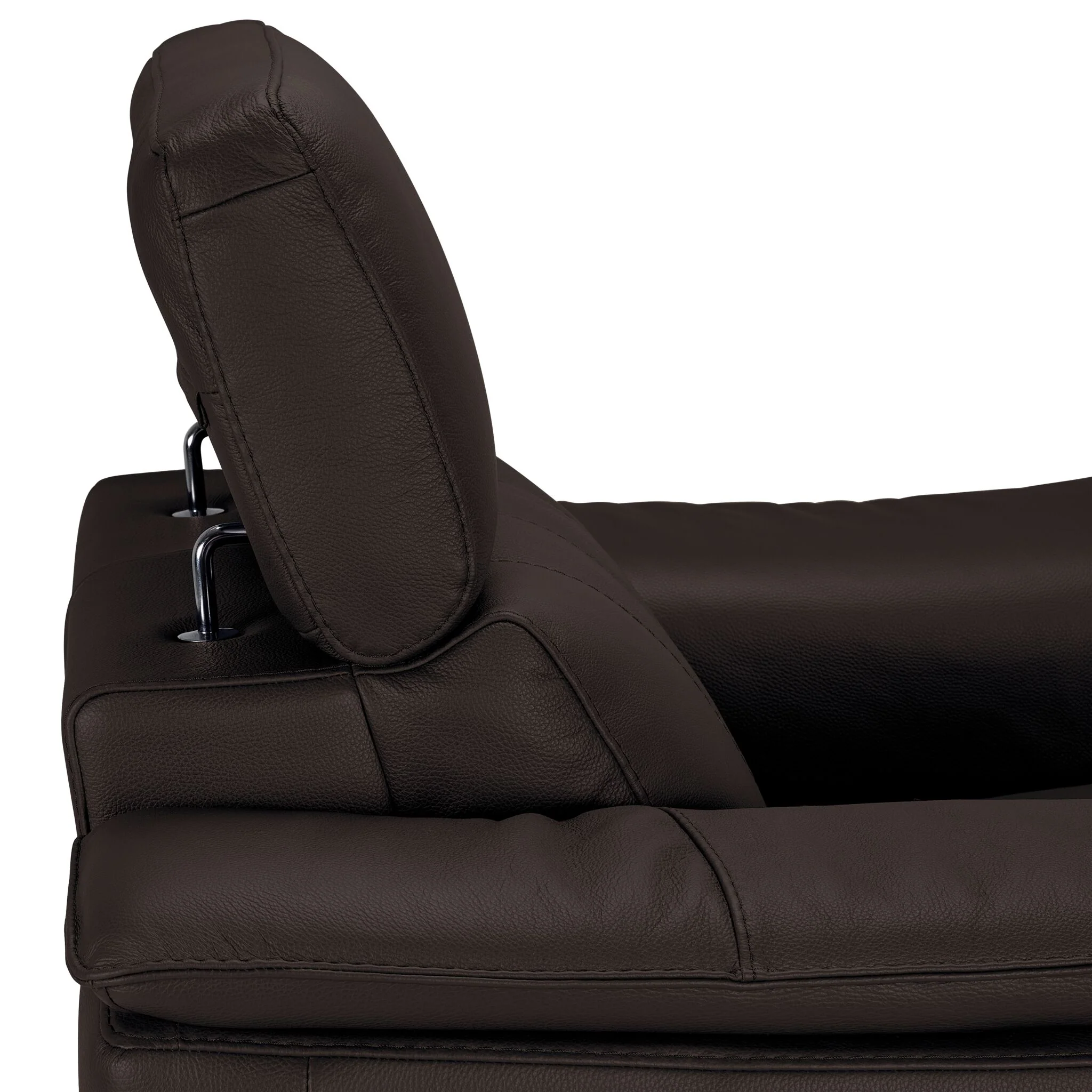 Orlando-Ray Leather Sofa and Chair Set - Chocolate - Image 4