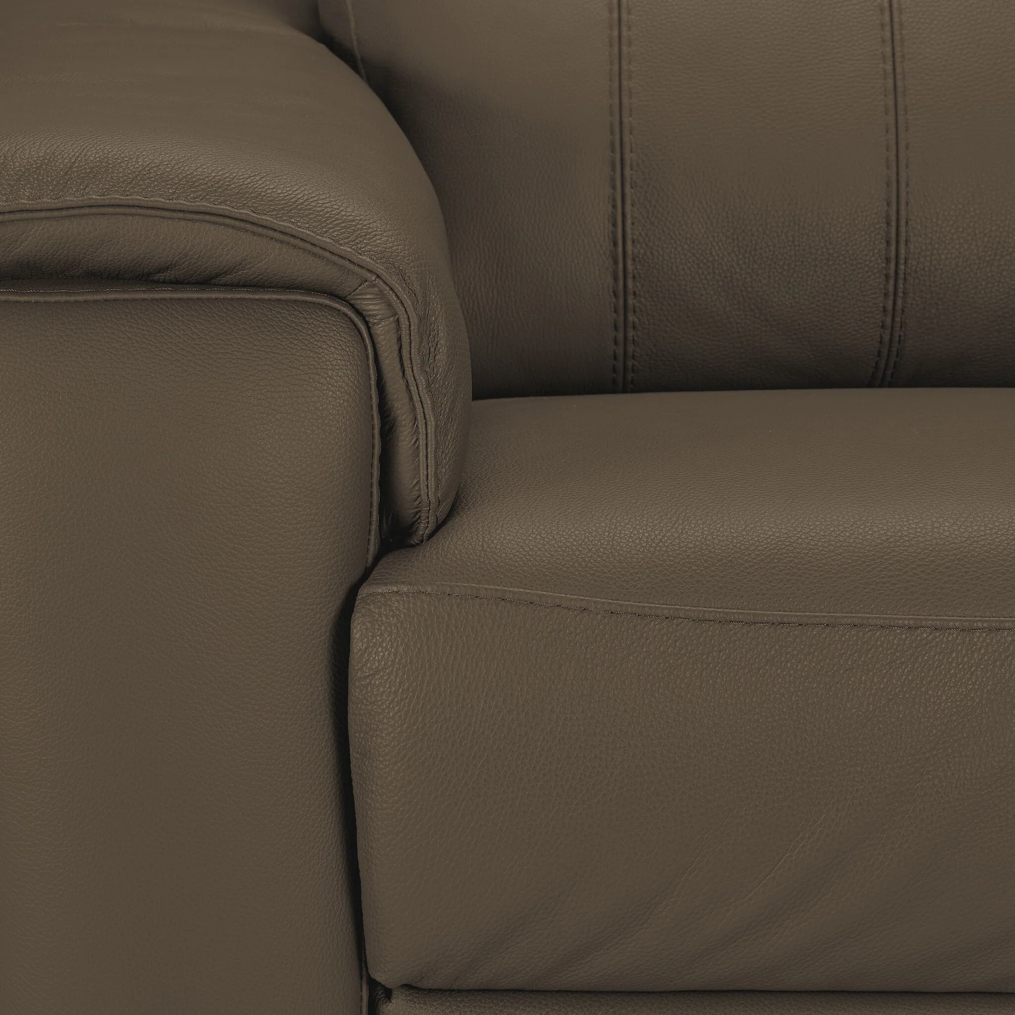 Orlando-Ray Leather Sofa and Chair Set - Taupe - Image 5