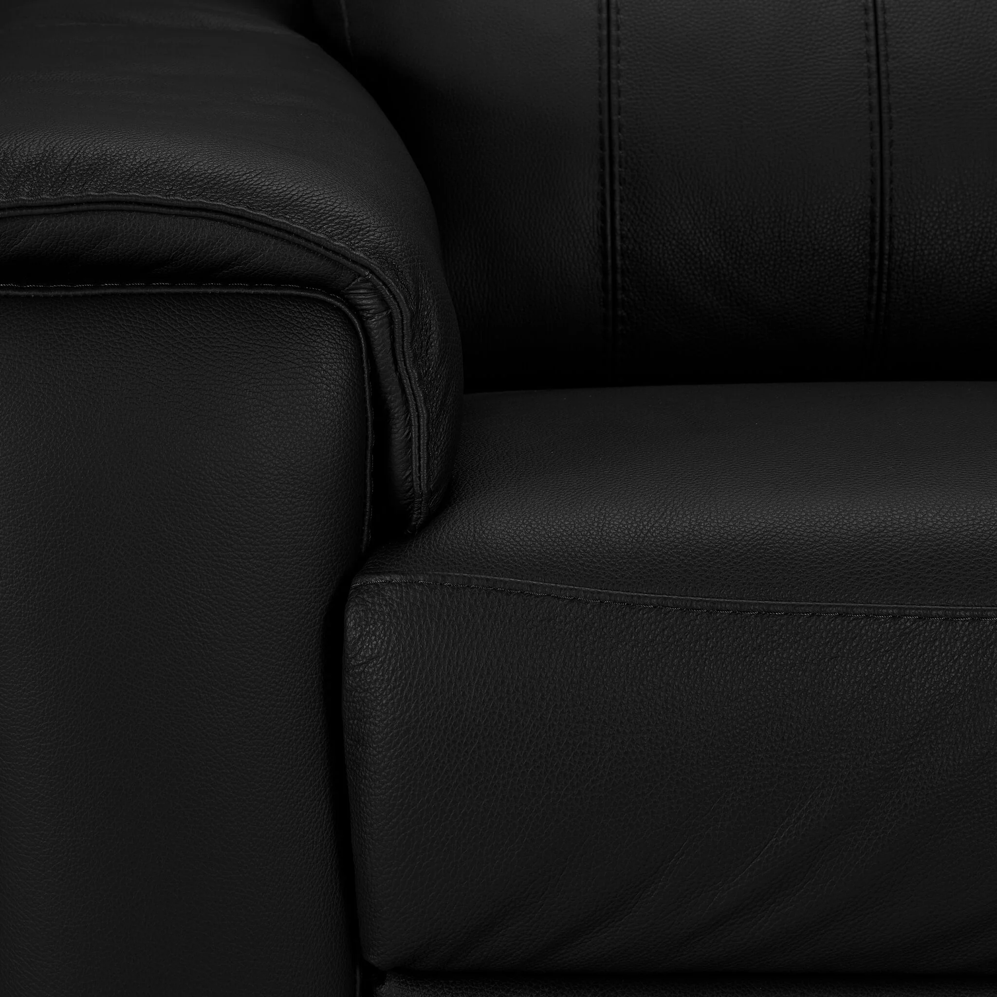 Orlando-Ray Leather Sofa - Black - Image 4