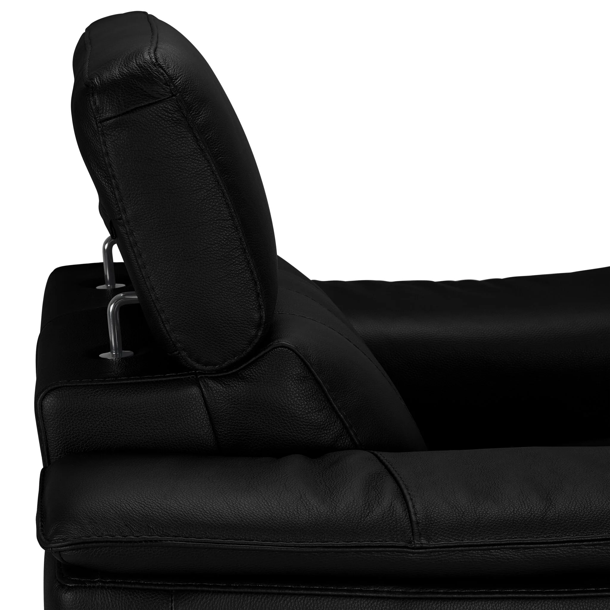 Orlando-Ray Leather Sofa, Loveseat and Chair Set - Black - Image 5