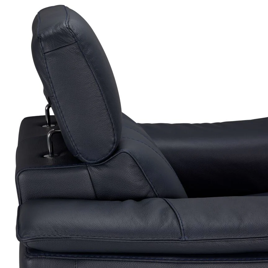 Orlando-Ray Leather Sofa, Loveseat and Chair Set-Blue - Image 5