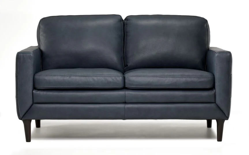 Oscar Leather Loveseat-Blue - Image 2