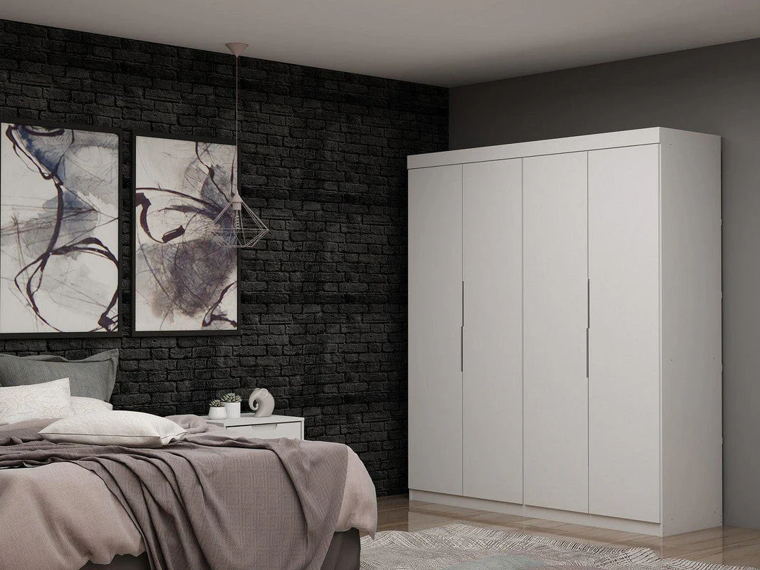 Oulu 2-Piece Modular Wardrobe - White - Image 2