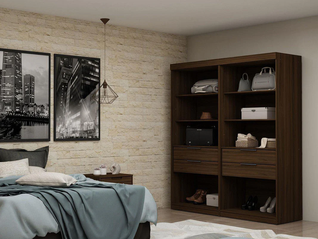 Oulu 2-Piece Open Sectional Wardrobe - Brown - Image 2