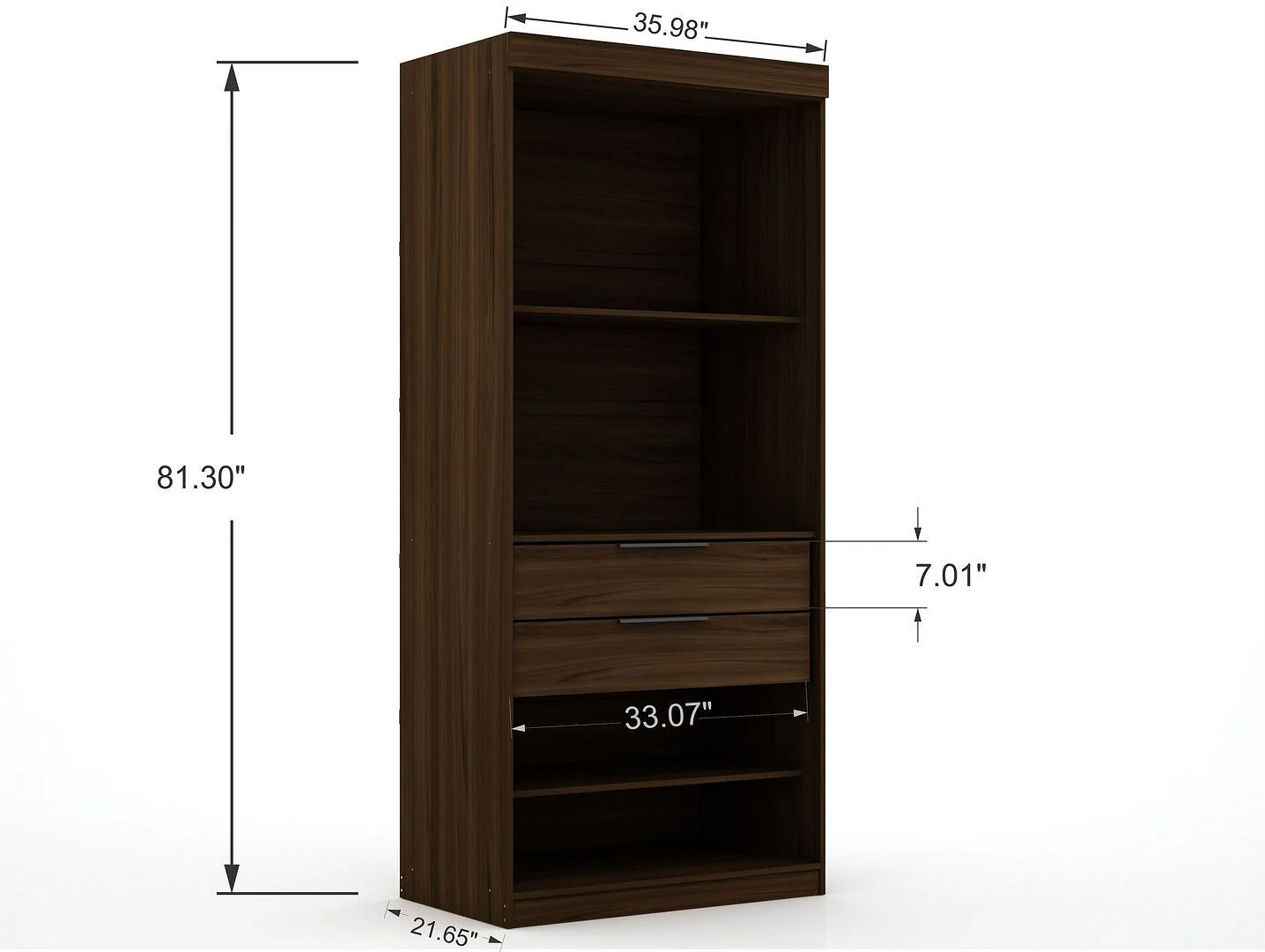 Oulu 2-Piece Open Sectional Wardrobe - Brown - Image 9