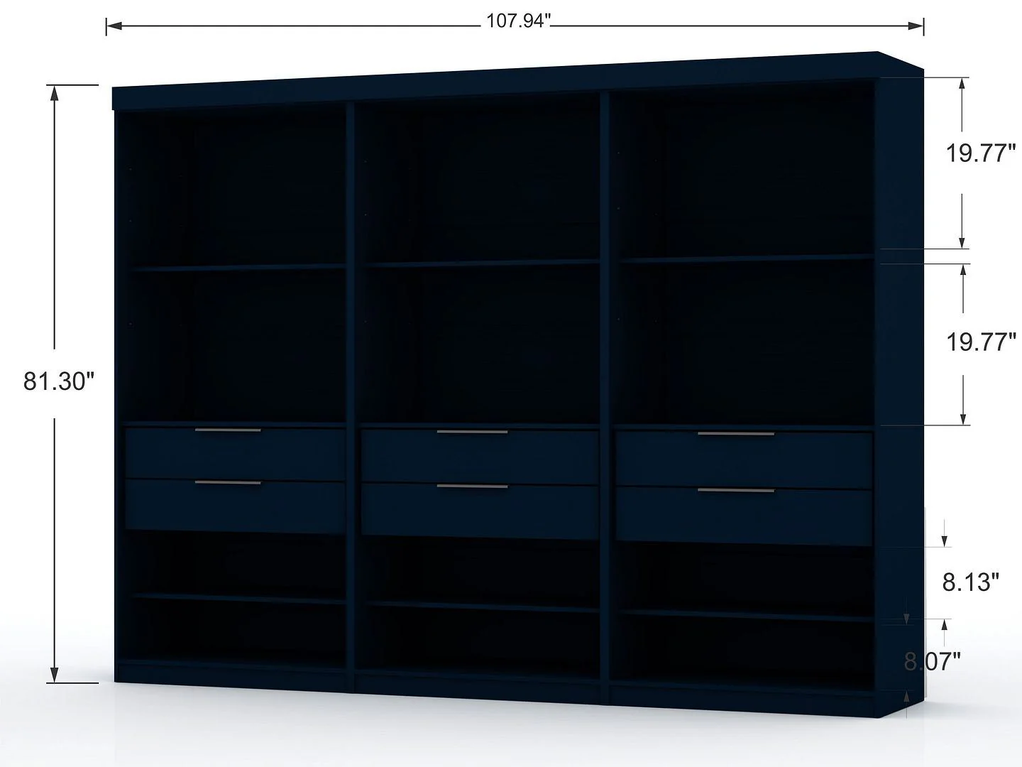 Oulu 3-Piece Open Sectional Wardrobe - Midnight Blue - Image 3