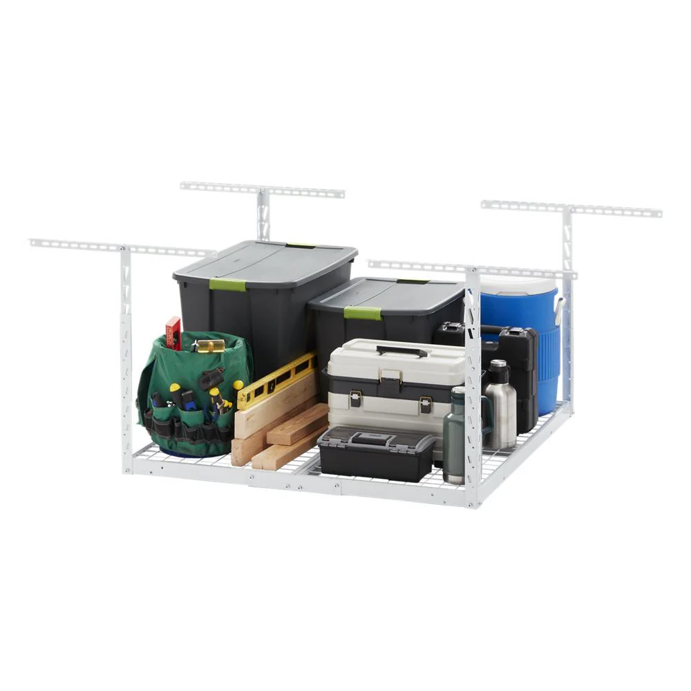 Overhead Gearloft™ Storage Rack 4x4 Ft - Hammered White Storage Solution - Image 2