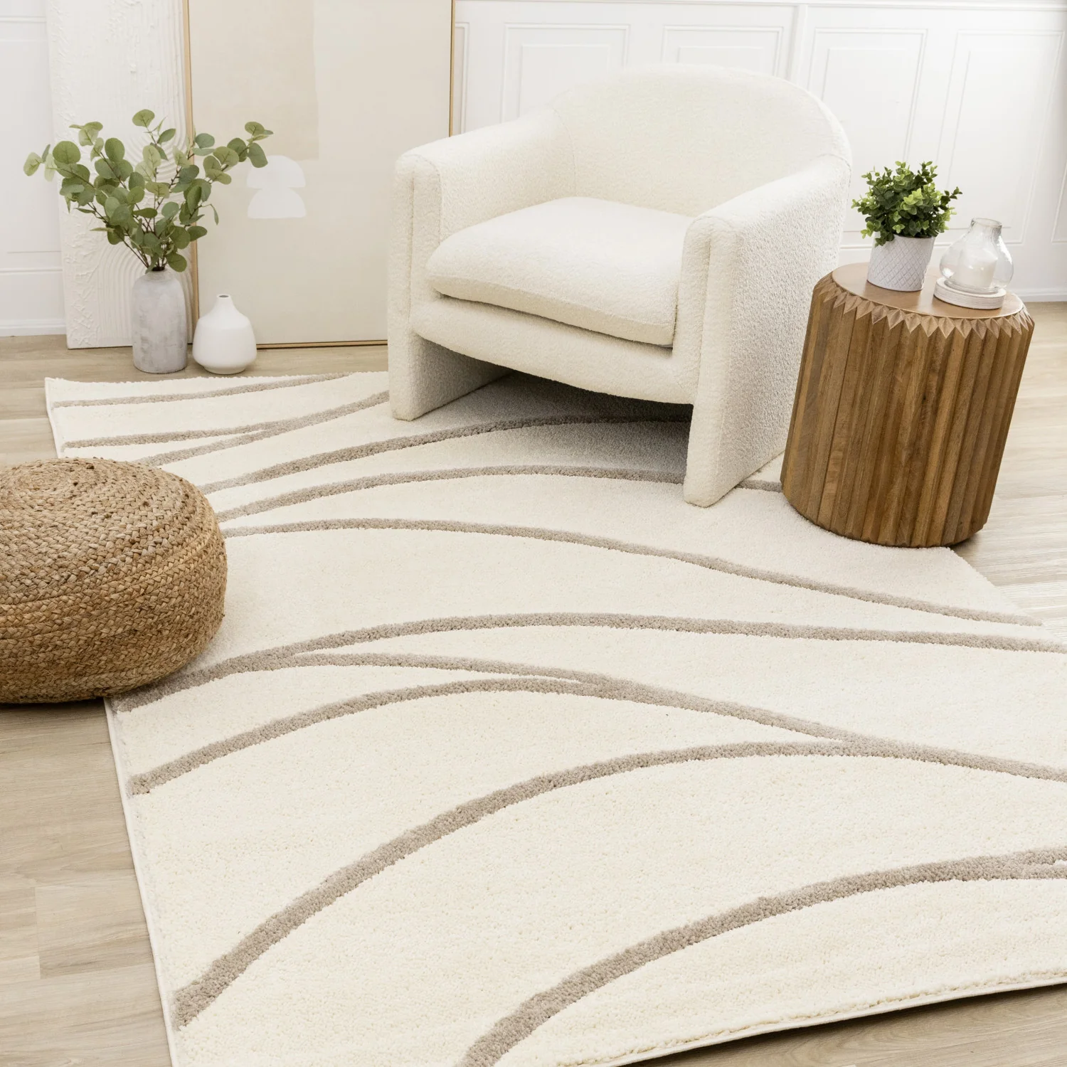 Palace Modern Curves Area Rug - 5' X 8' - Cream/Taupe - Image 2