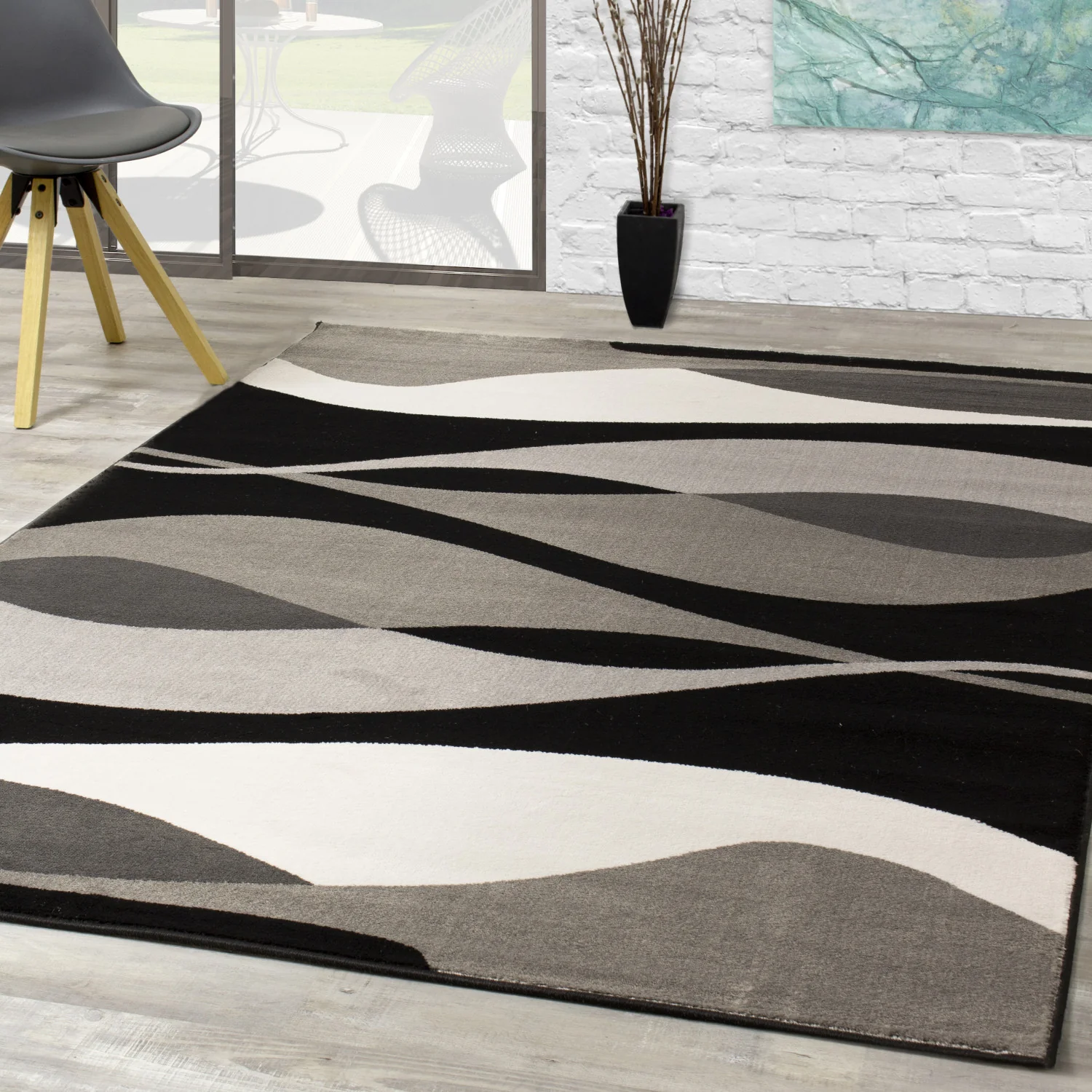 Paladin Drifts Area Rug - 7' X 10' - Black Grey - Image 2