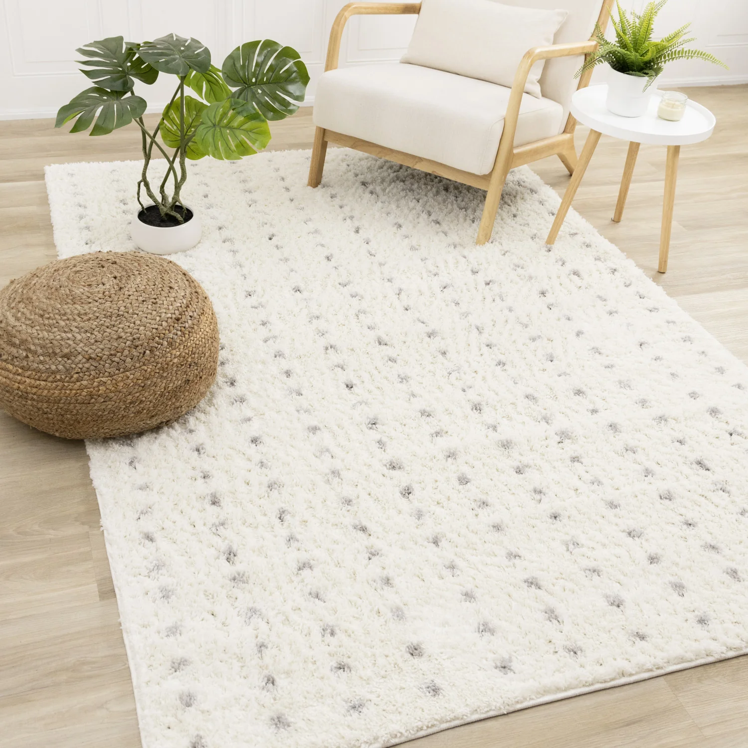 Palmer Casual Contemporary Speckled Area Rug - 5' X 8' - White/Grey - Image 2
