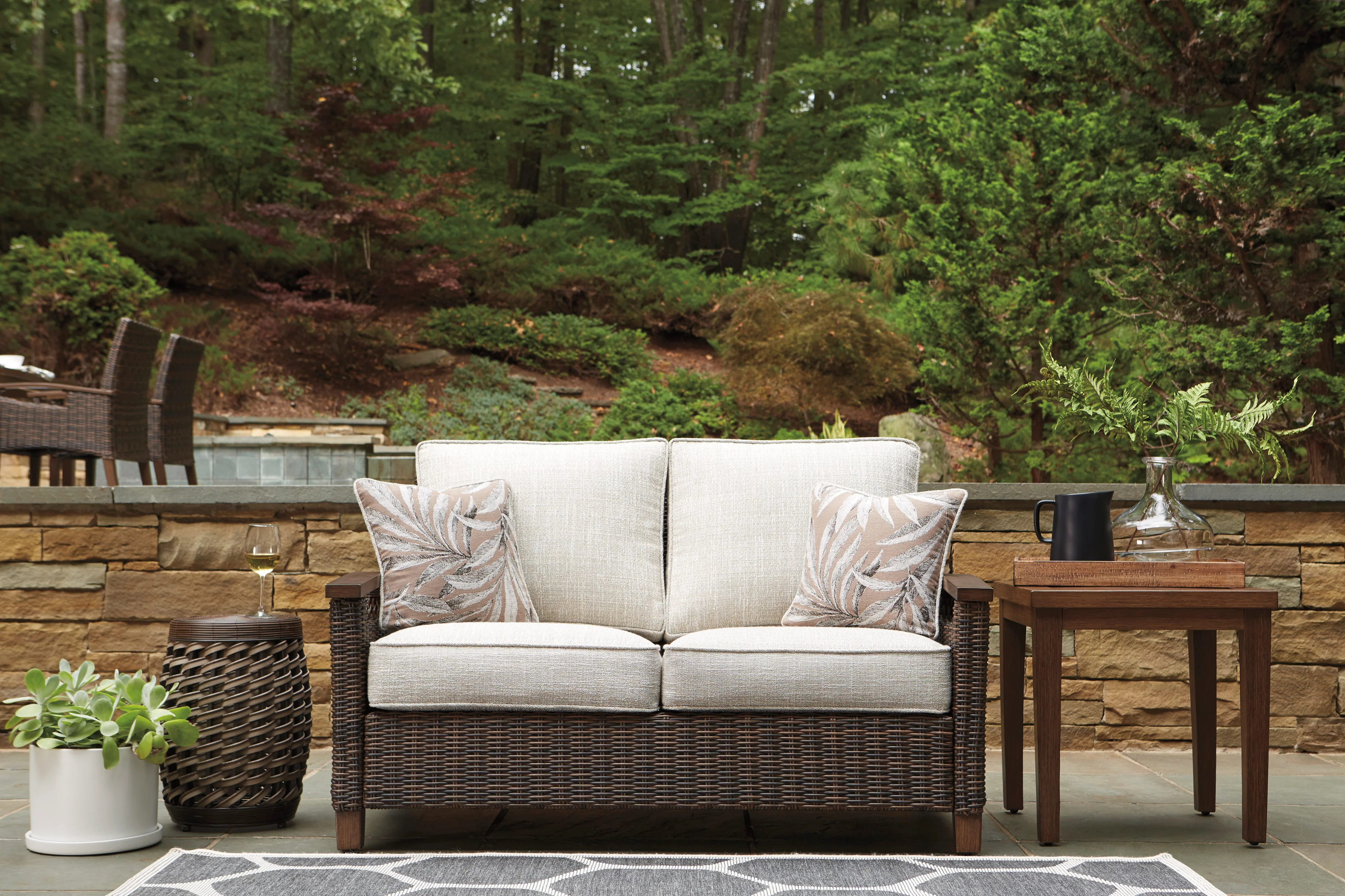 Paradise Trail - Outdoor Loveseat - Medium Brown - Image 2