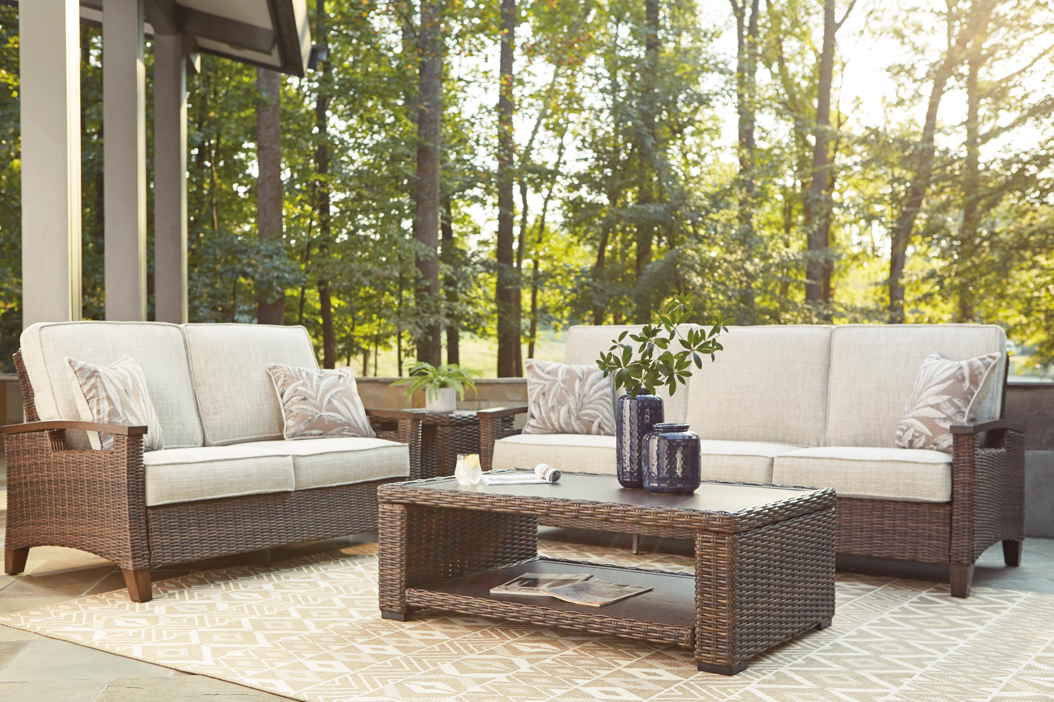 Paradise Trail - Outdoor Loveseat - Medium Brown - Image 4