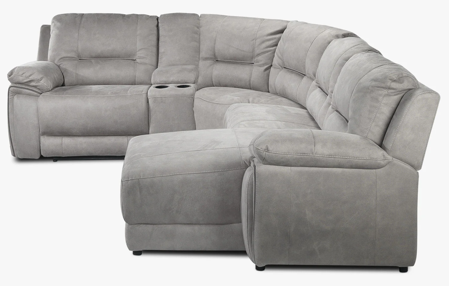 Pasadena 5-Piece Reclining Sectional with Right-Facing Chaise - Light Grey - Image 4