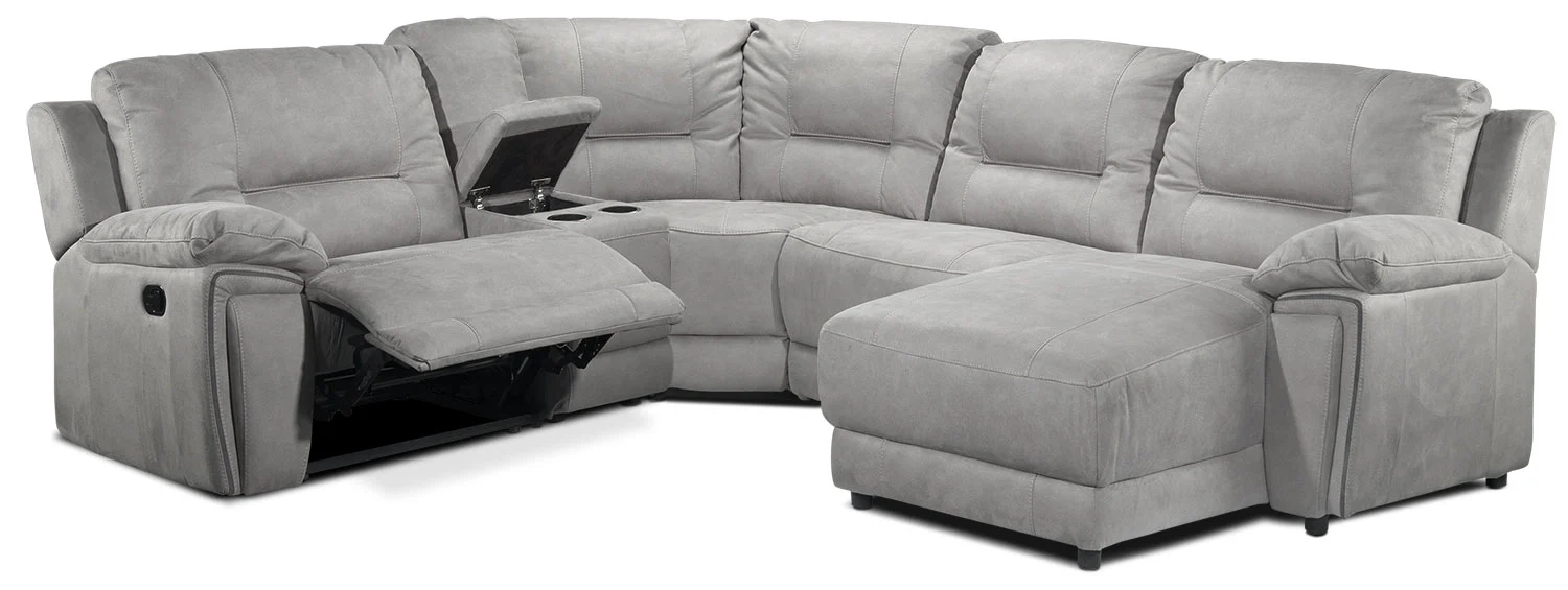Pasadena 5-Piece Reclining Sectional with Right-Facing Chaise - Light Grey - Image 5