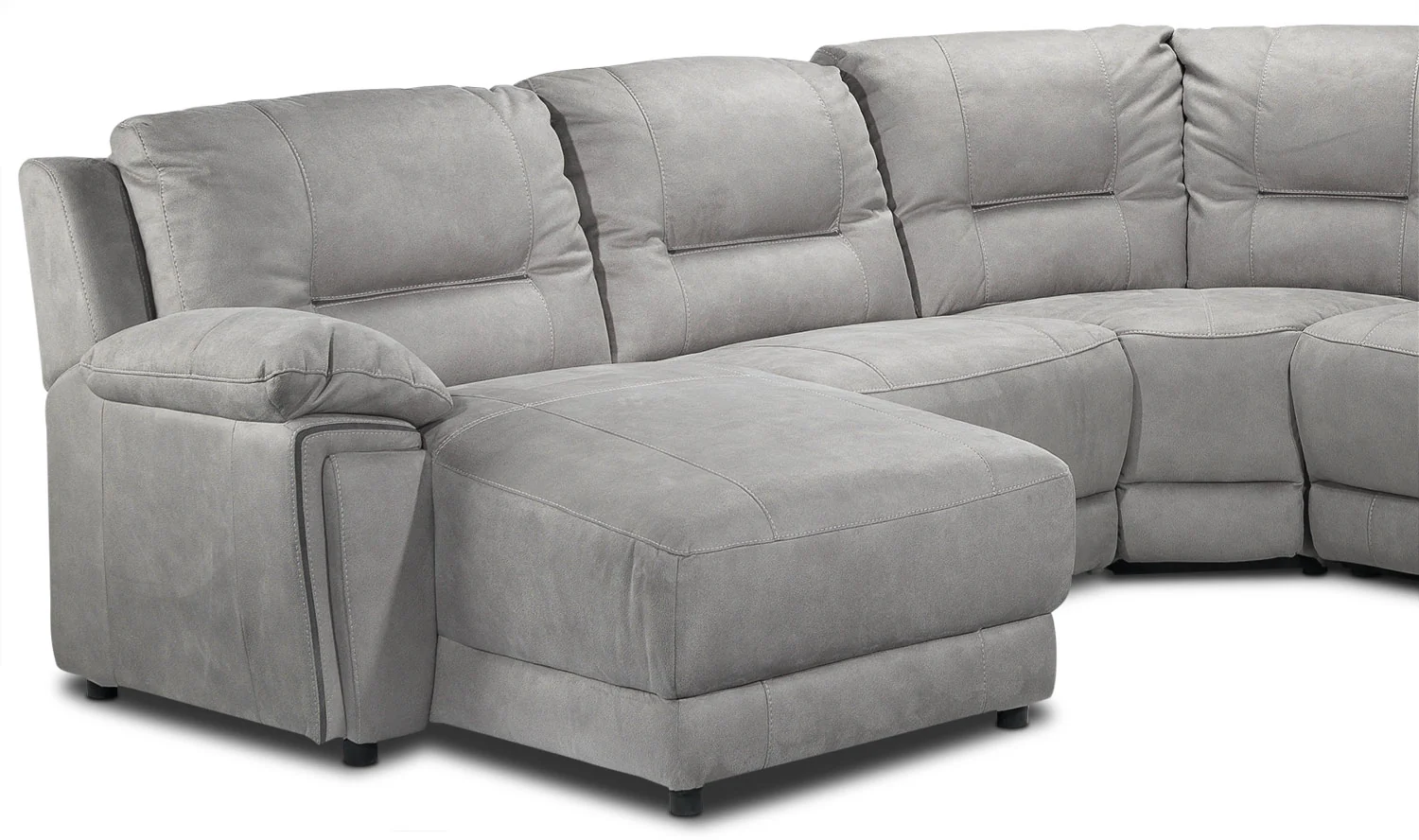 Pasadena 6-Piece Reclining Sectional with Left-Facing Chaise - Light Grey - Image 3