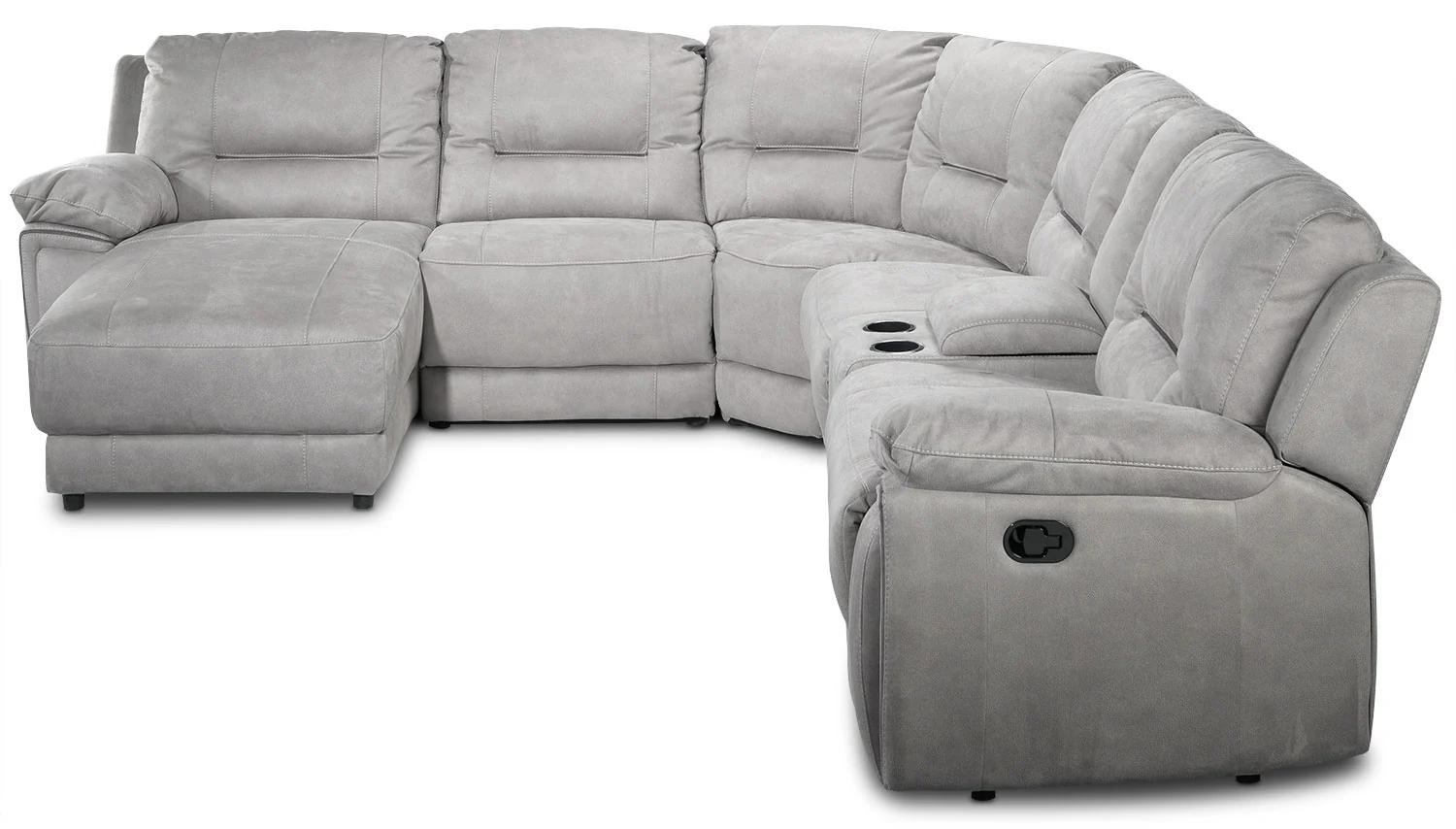 Pasadena 6-Piece Reclining Sectional with Left-Facing Chaise - Light Grey - Image 6
