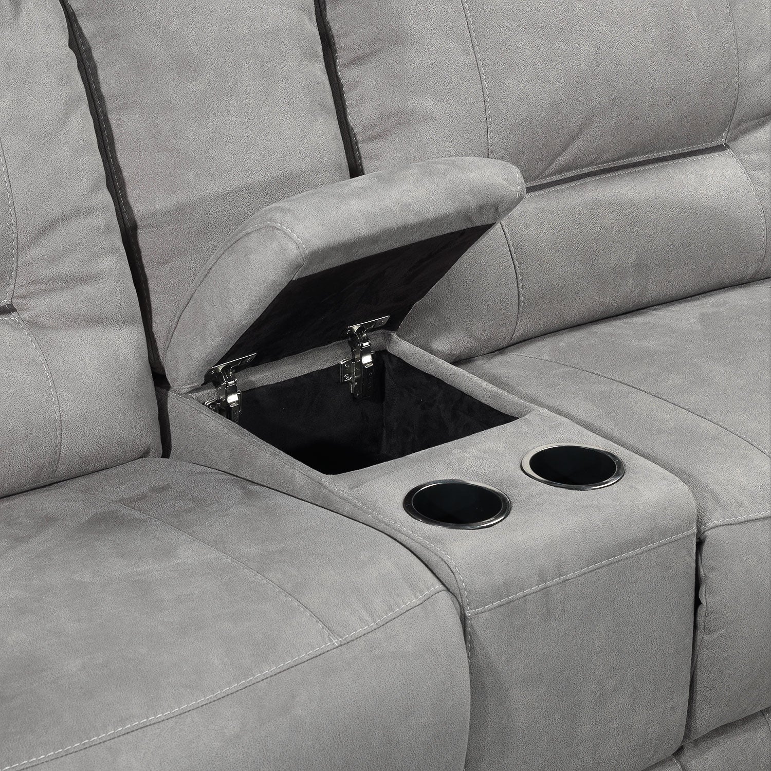 Pasadena 6-Piece Reclining Sectional with Right-Facing Chaise - Light Grey - Image 10