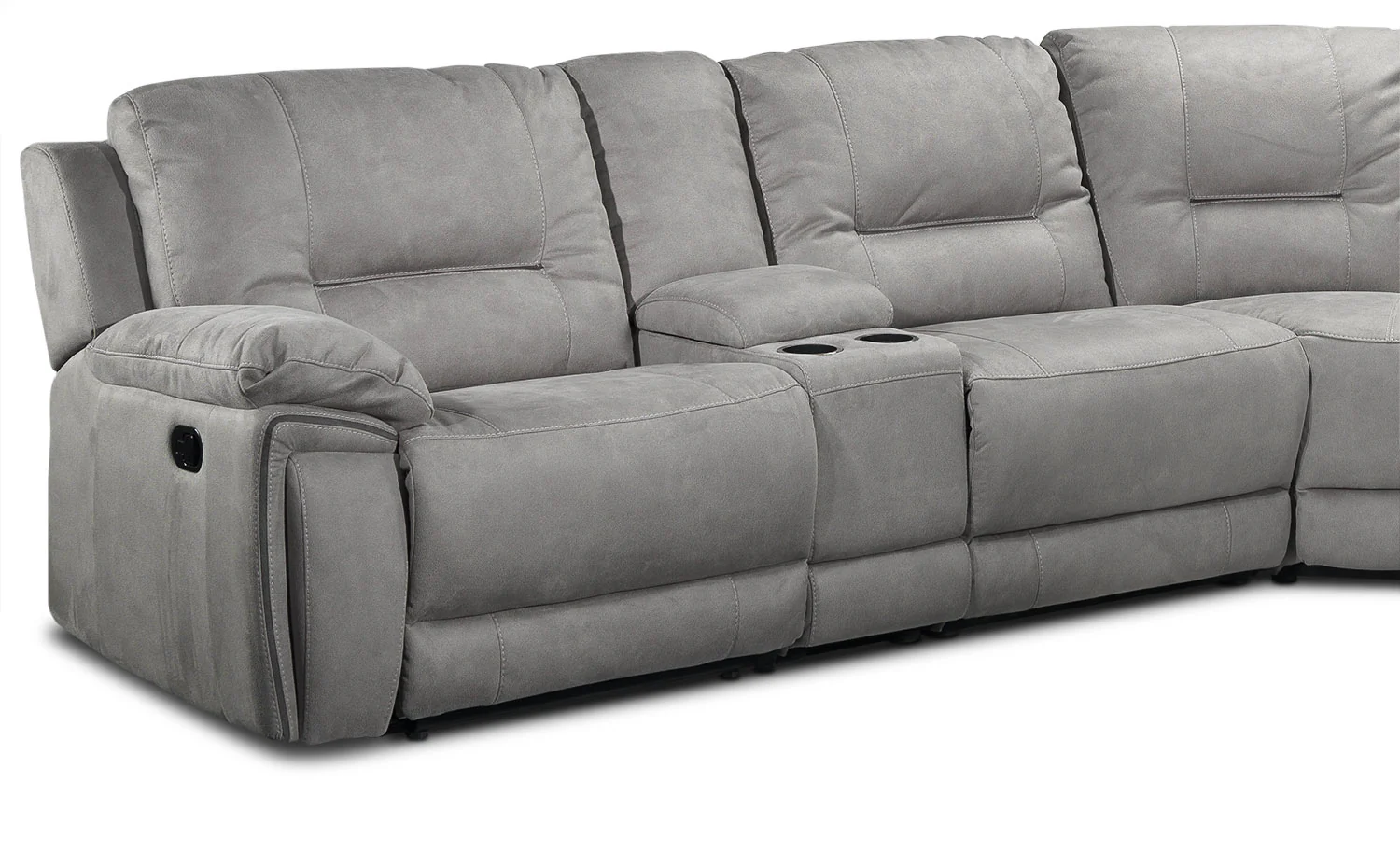 Pasadena 6-Piece Reclining Sectional with Right-Facing Chaise - Light Grey - Image 3