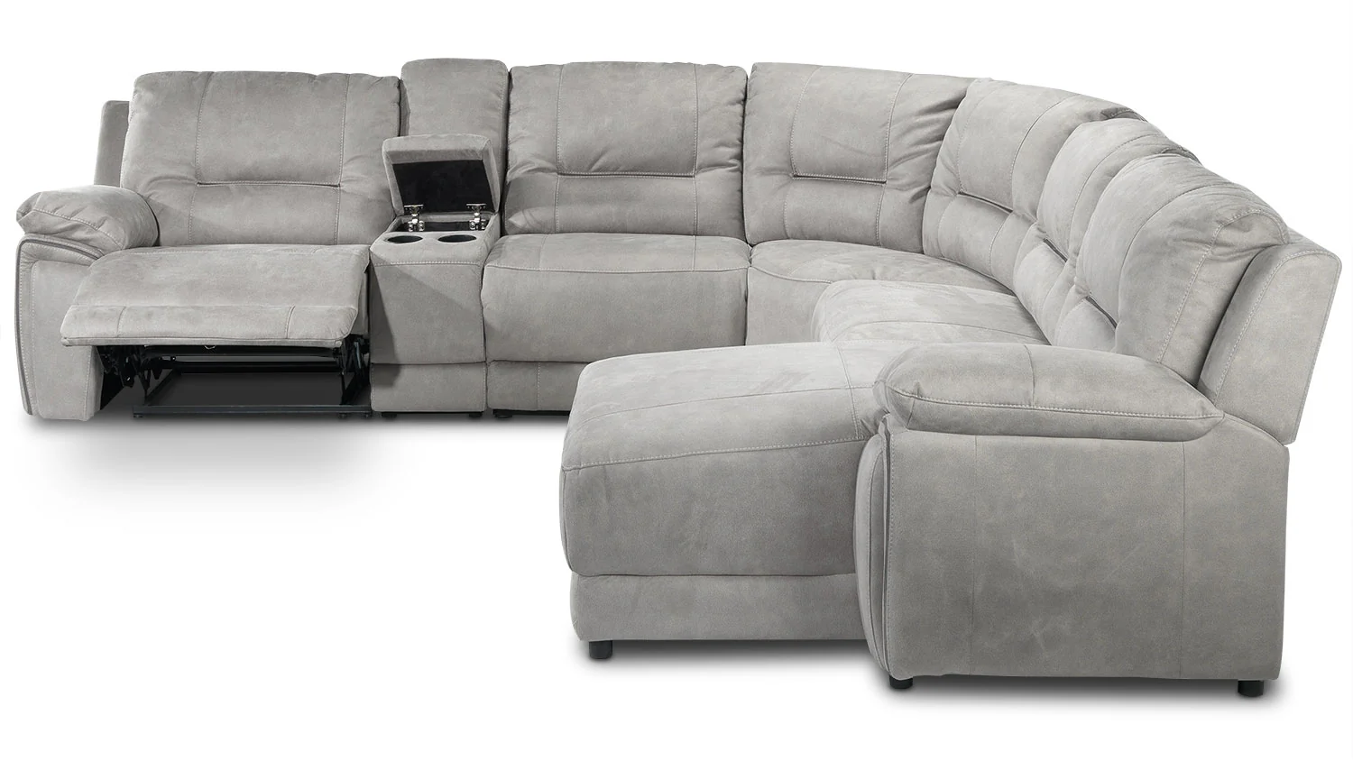 Pasadena 6-Piece Reclining Sectional with Right-Facing Chaise - Light Grey - Image 8