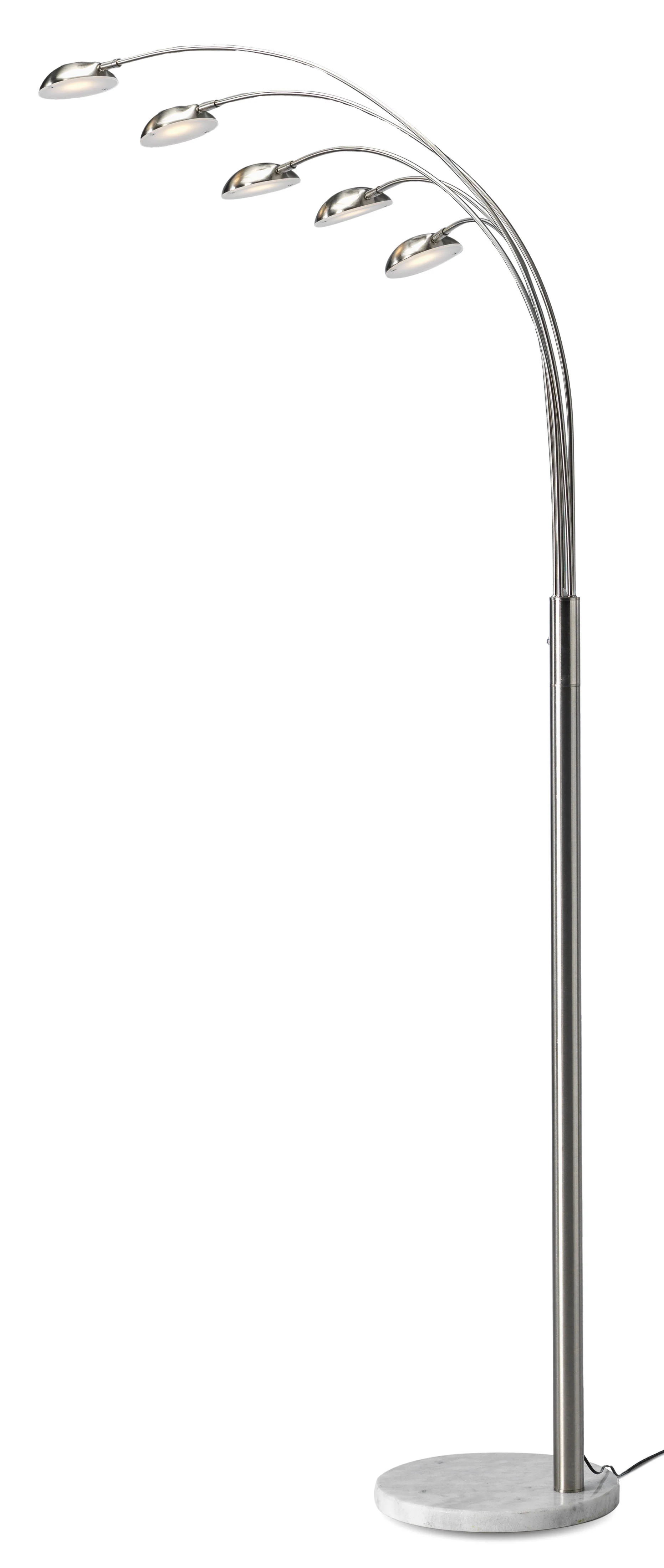 Peacock Arc Lamp - Satin Nickel with a Marble Base - Image 2
