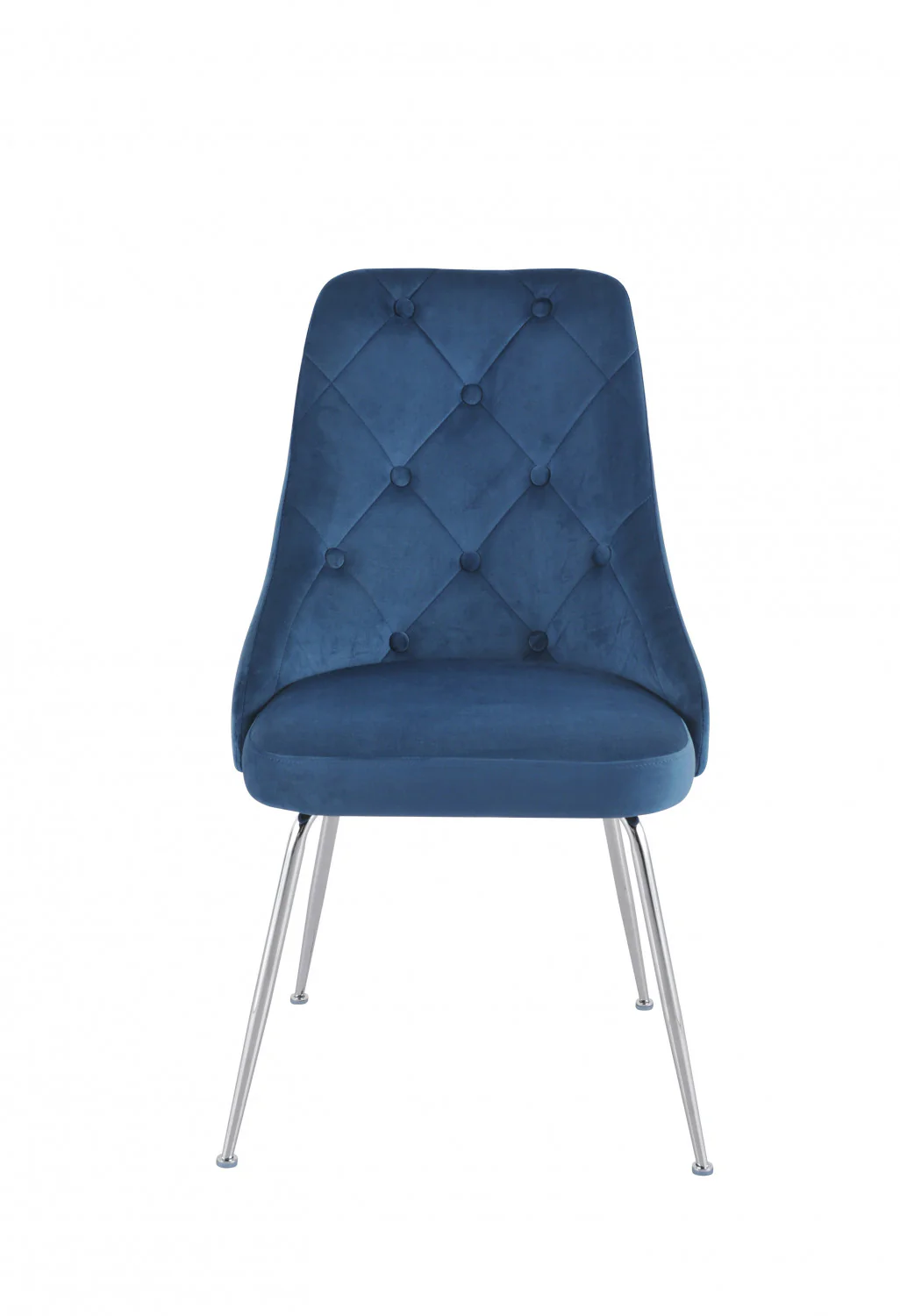 Peacock Velvet Dining Chair - Blue/Chrome - Set of Two - Image 3