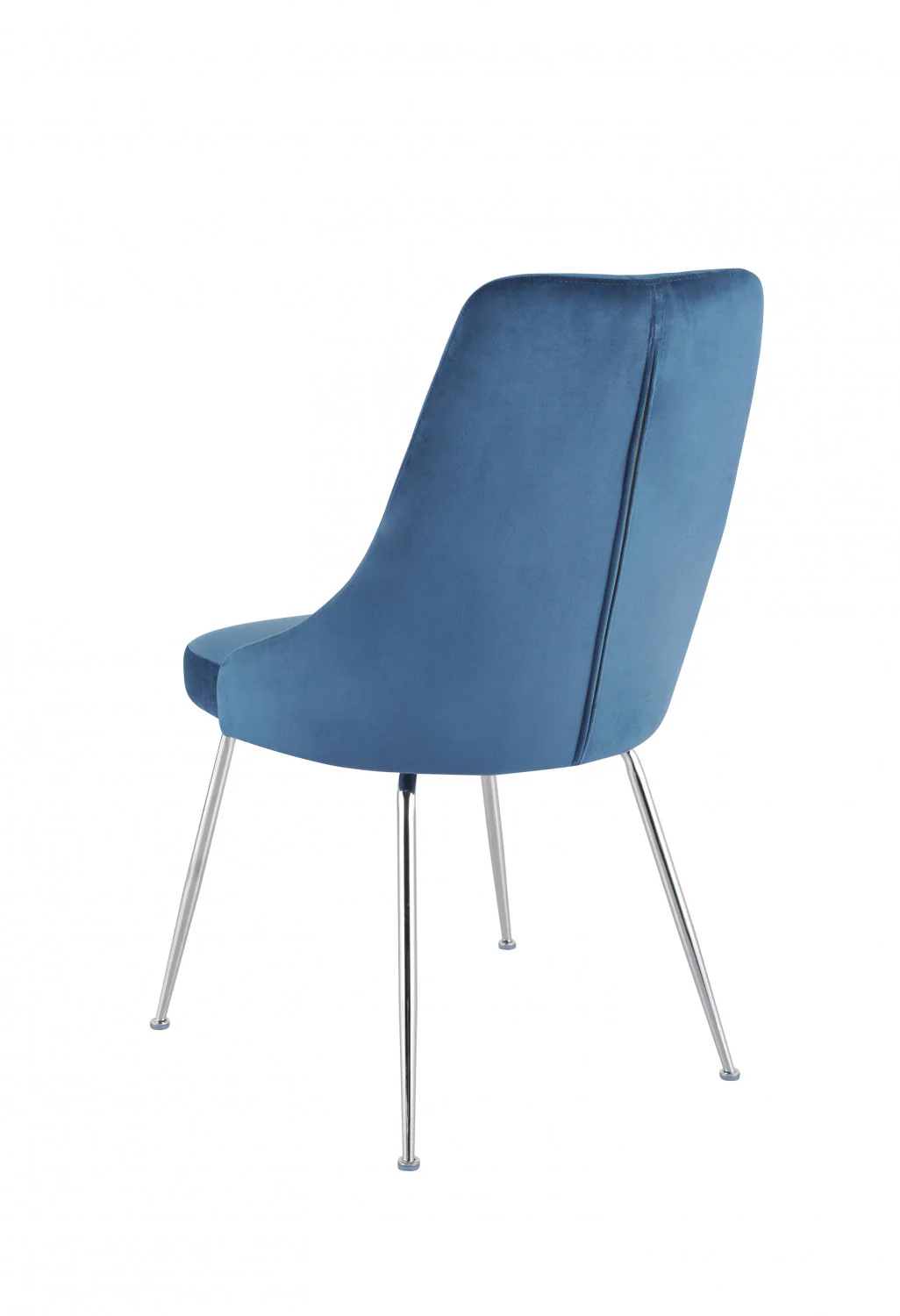 Peacock Velvet Dining Chair - Blue/Chrome - Set of Two - Image 5
