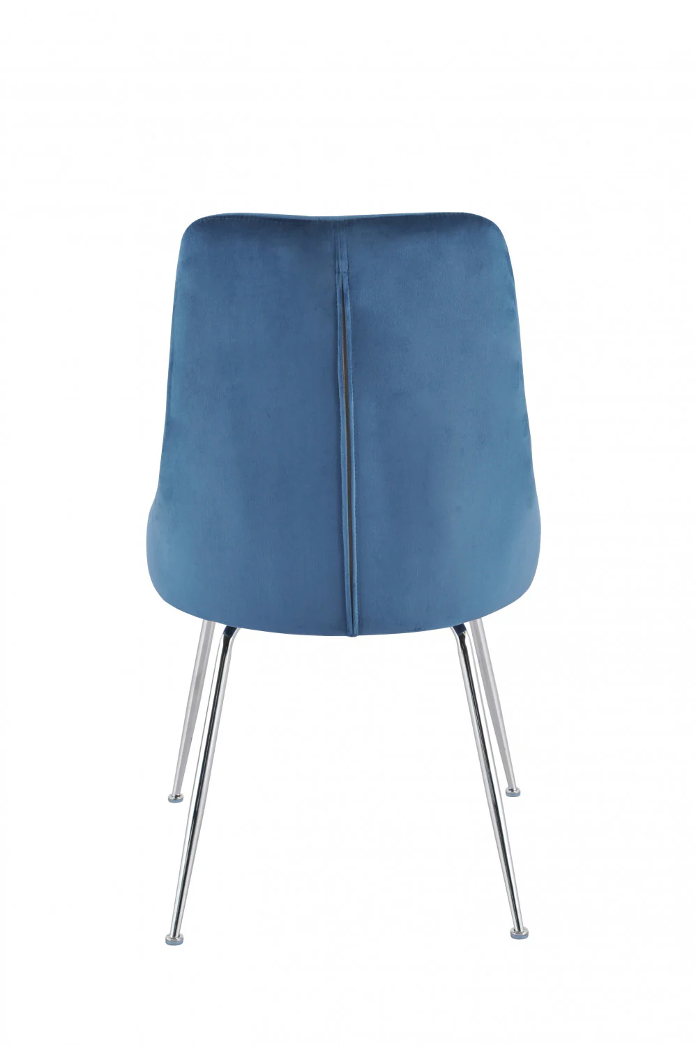 Peacock Velvet Dining Chair - Blue/Chrome - Set of Two - Image 6