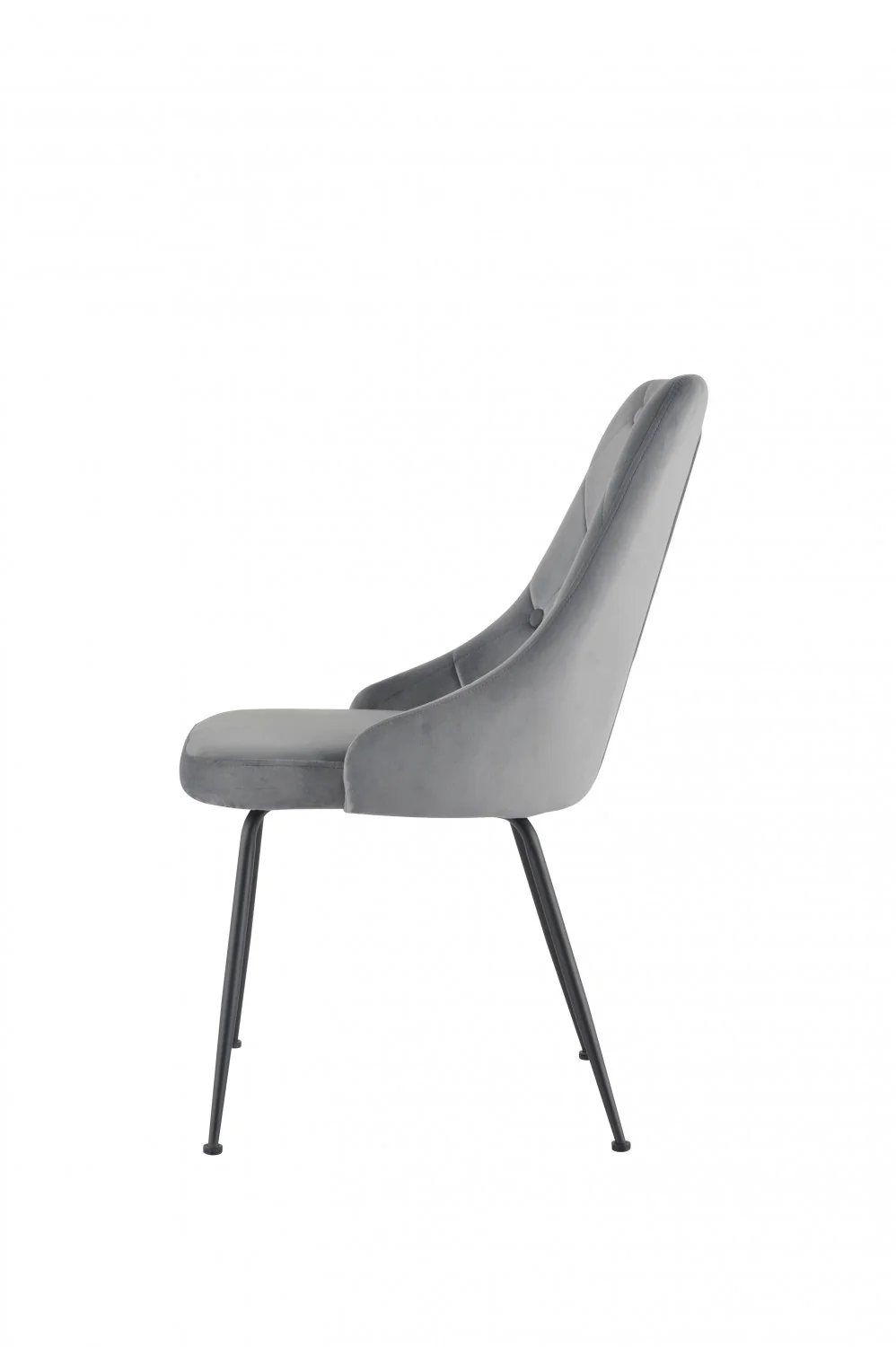 Peacock Velvet Dining Chair - Grey/Black - Set of Two - Image 4