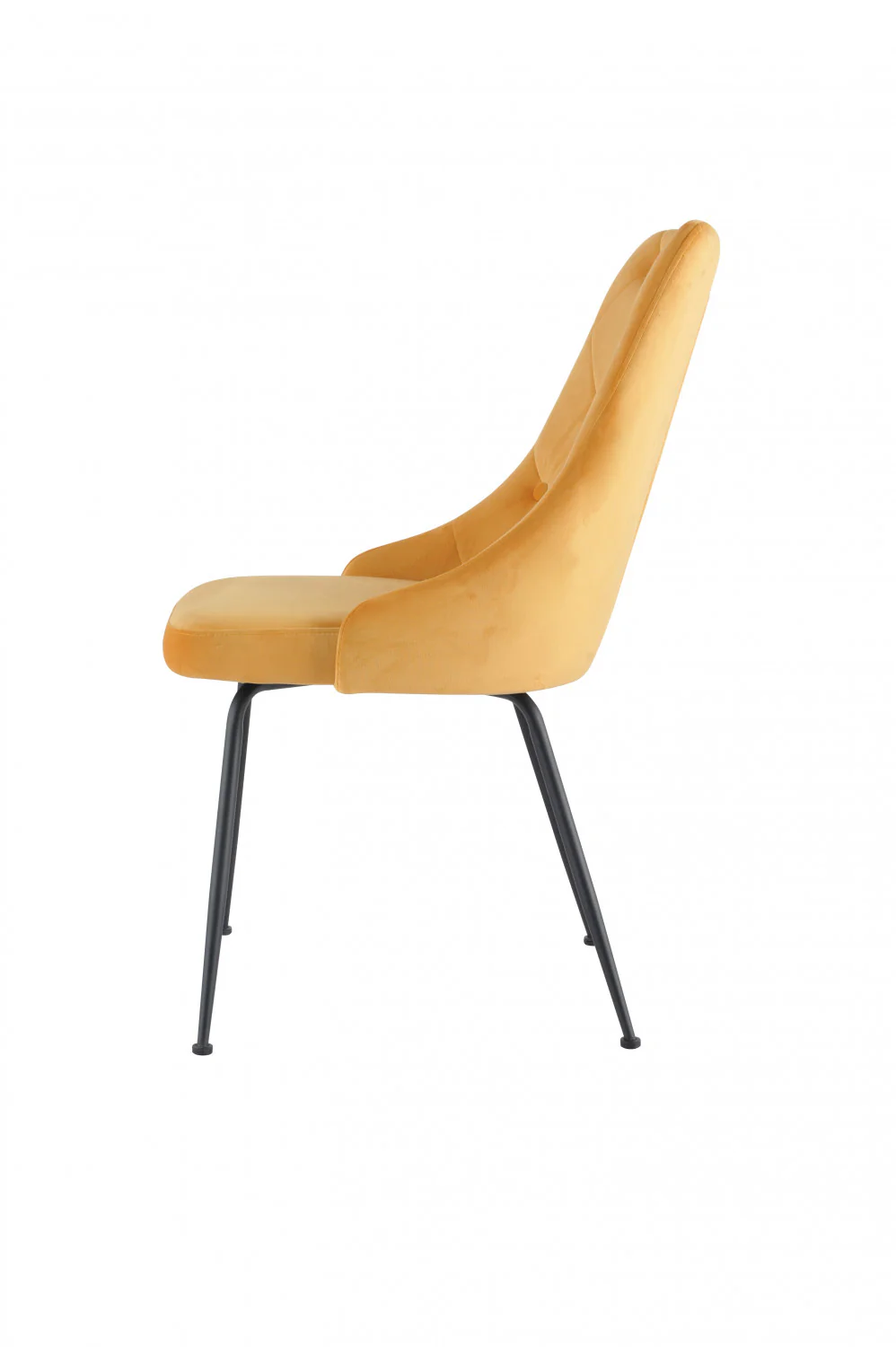Peacock Velvet Dining Chair - Mustard Yellow/Black - Set of Two - Image 4