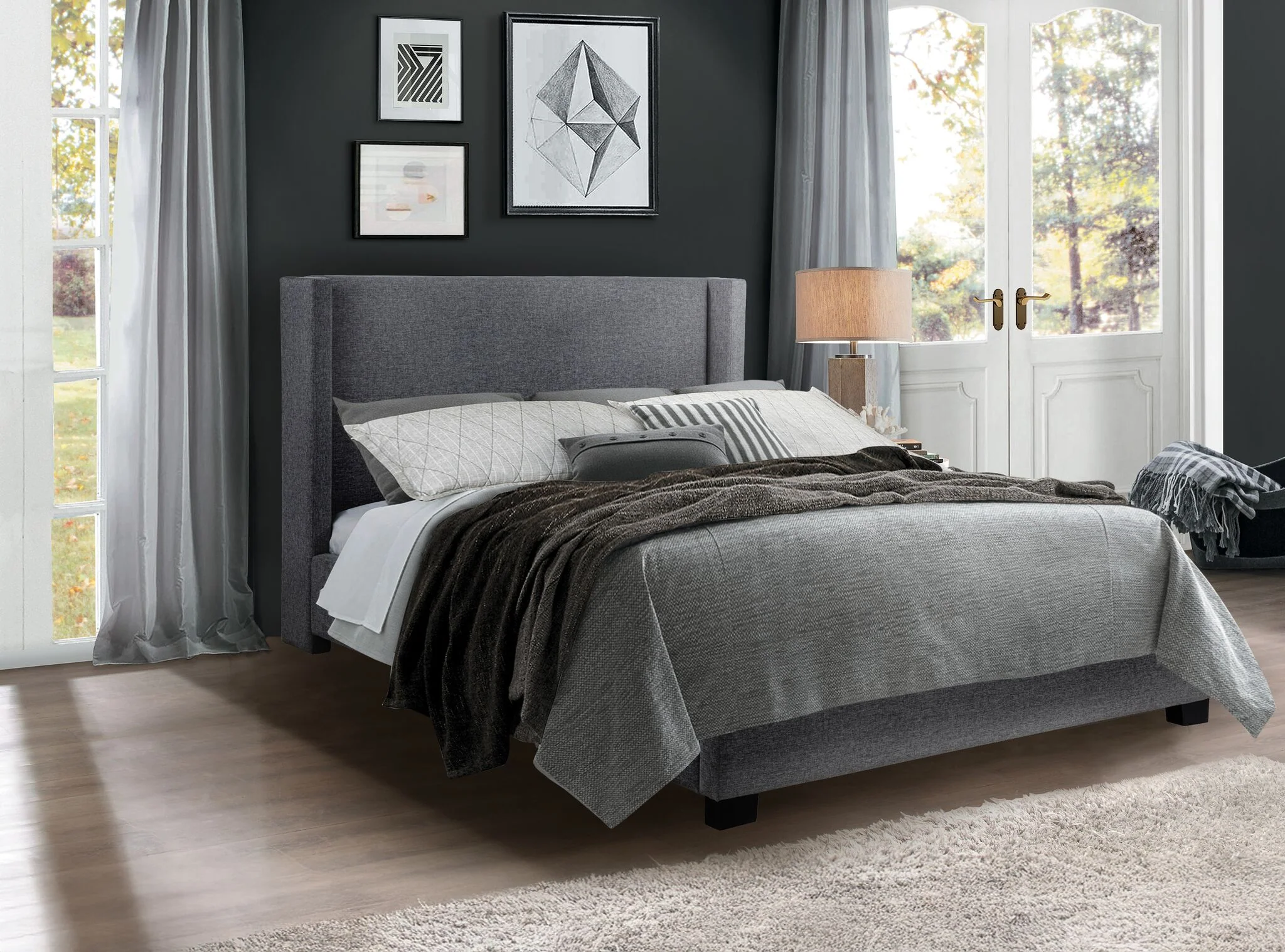 Penelope 3-Piece Full Bed - Light Grey - Image 2
