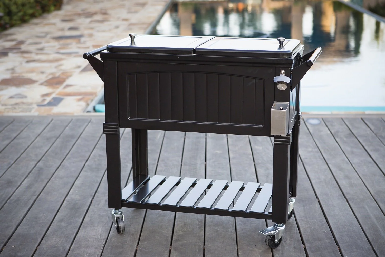 Permasteel 80Qt Furniture Style Patio Cooler - Black - Image 3