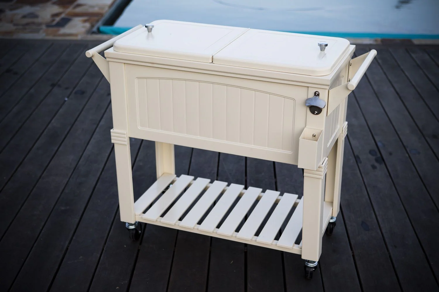 Permasteel 80Qt Furniture Style Patio Cooler - Cream - Image 3