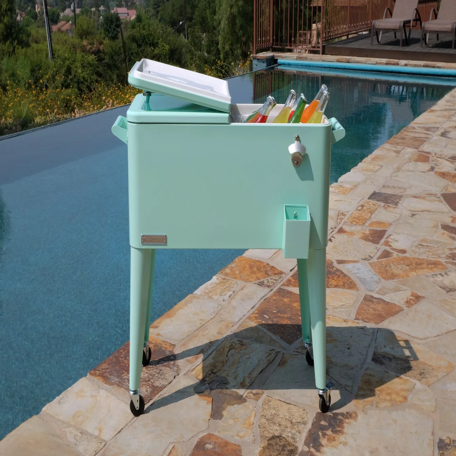 Permasteel 80QT Furniture Style Patio Cooler - Mint - Image 4