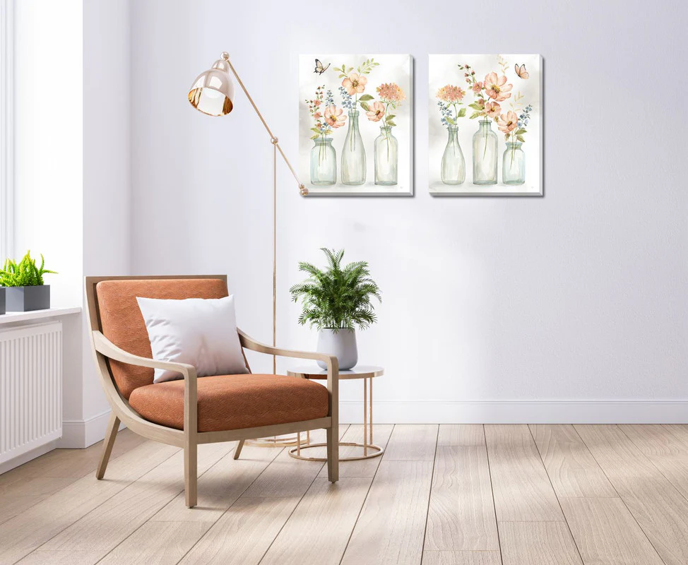Petals in Bottles II Wall Art - White/Green/Pink - 16 X 20 - Image 2