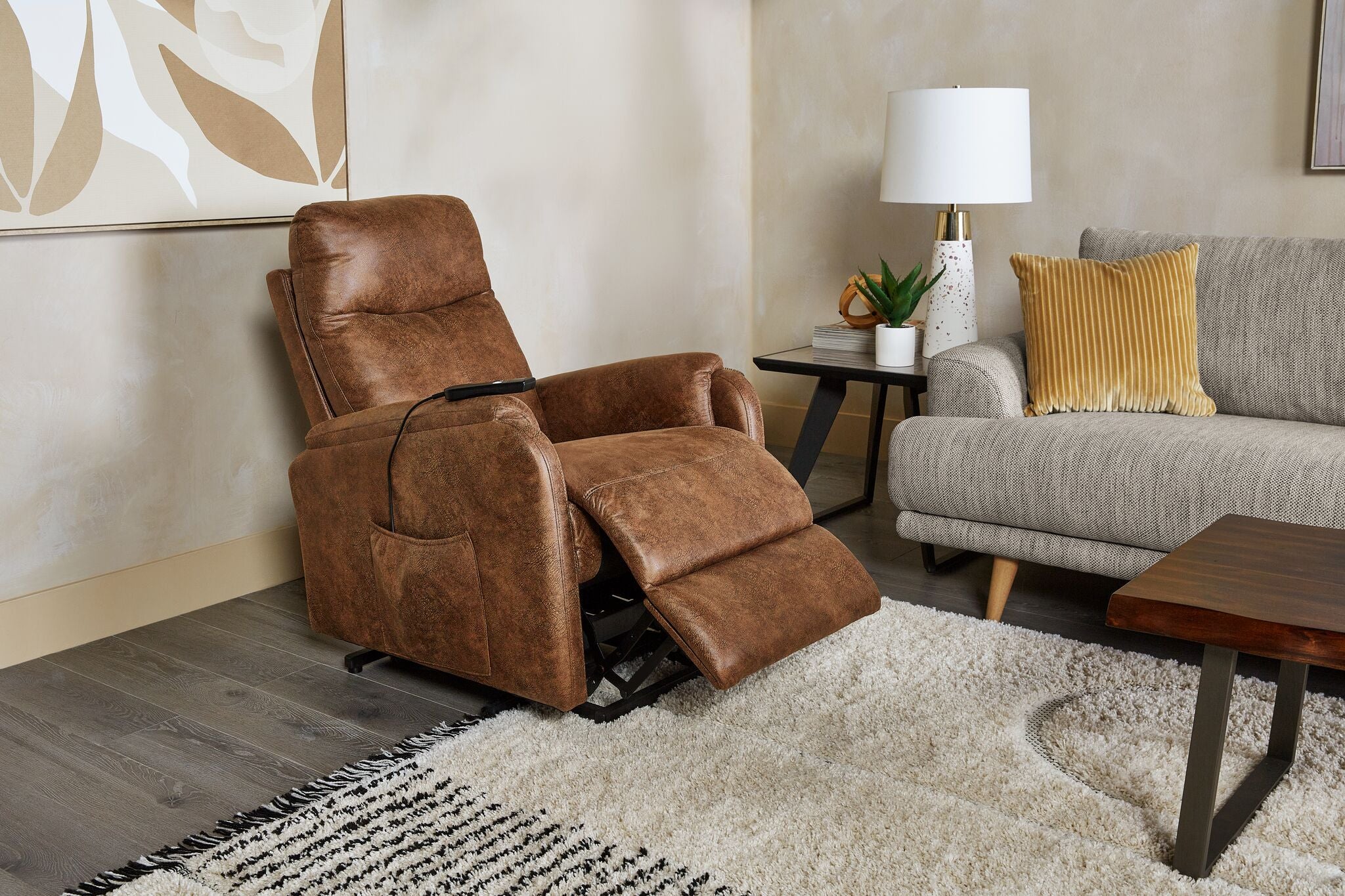 Phoenix Power Lift Recliner Chair - Brown - Image 2