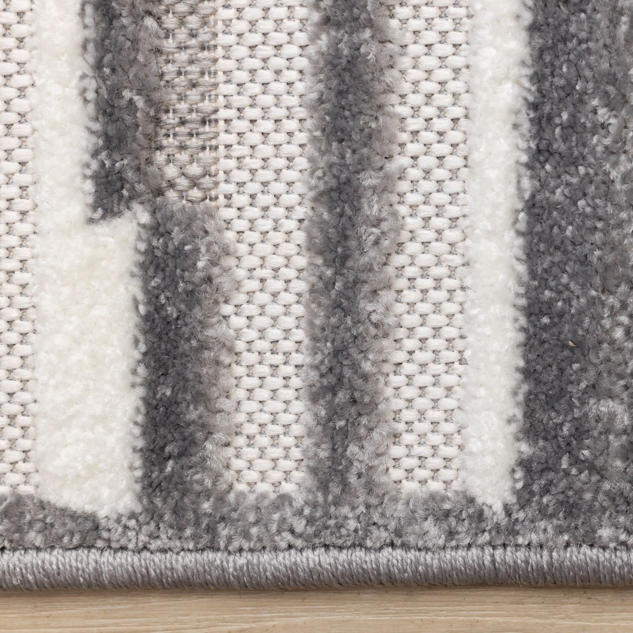 Pixel Drift 5'3" x 7'7" Broken Lines Design Area Rug - Grey, White - Image 8