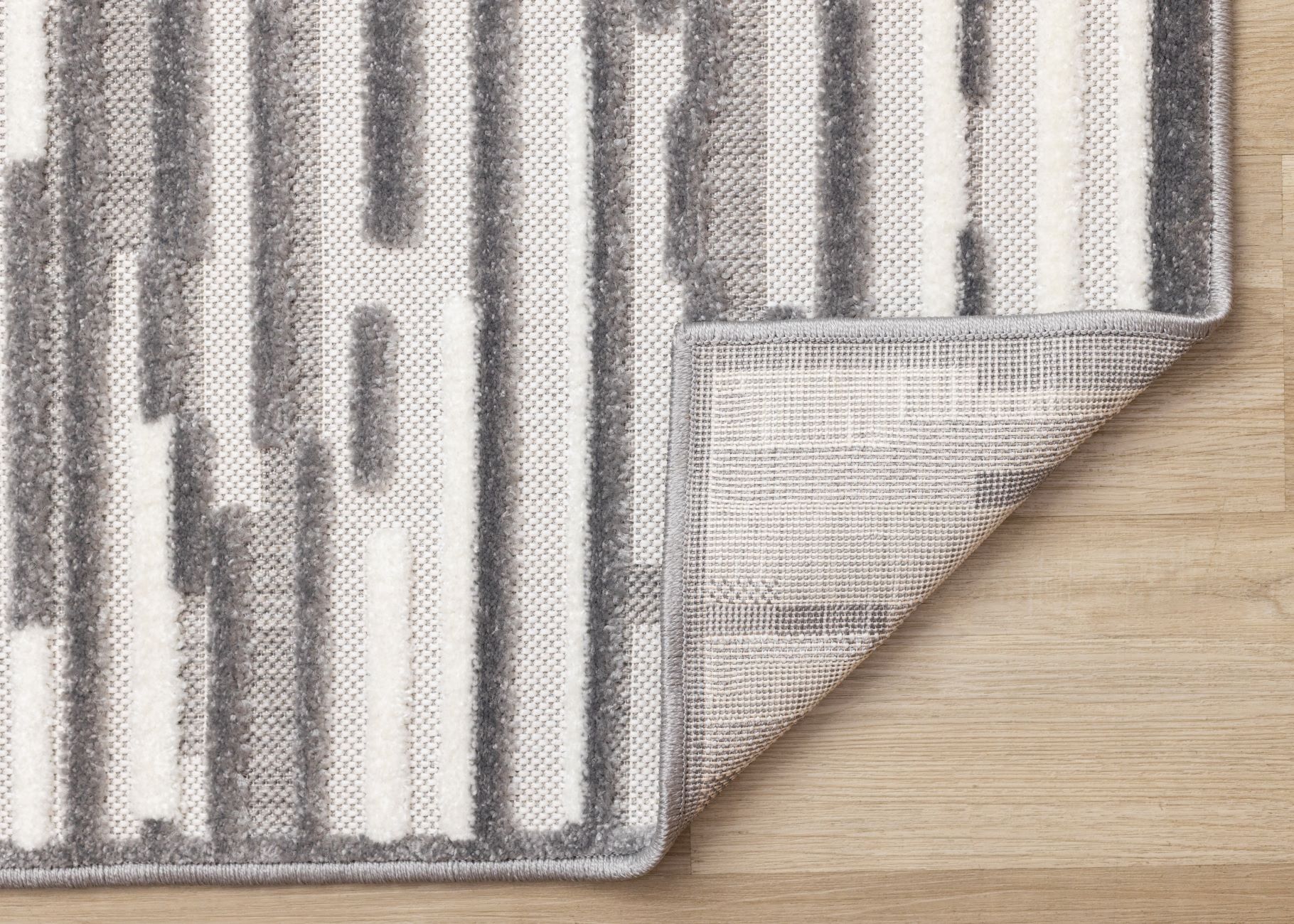 Pixel Drift 6'7" x 9'6" Broken Lines Design Area Rug - Grey, White - Image 4